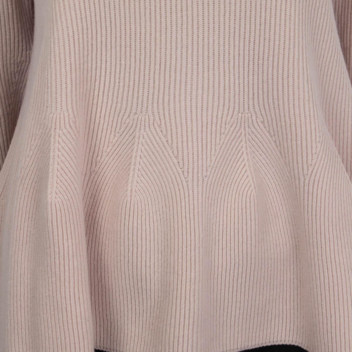 Brown ALEXANDER MCQUEEN pink wool RIB KNIT FLARED Sweater S