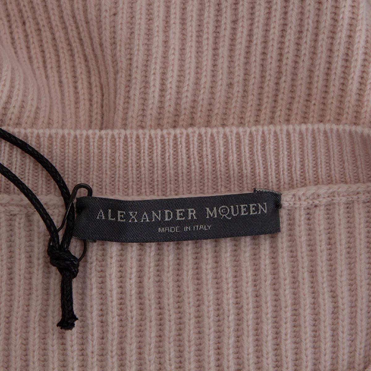 ALEXANDER MCQUEEN pink wool RIB KNIT FLARED Sweater S In Excellent Condition In Zürich, CH
