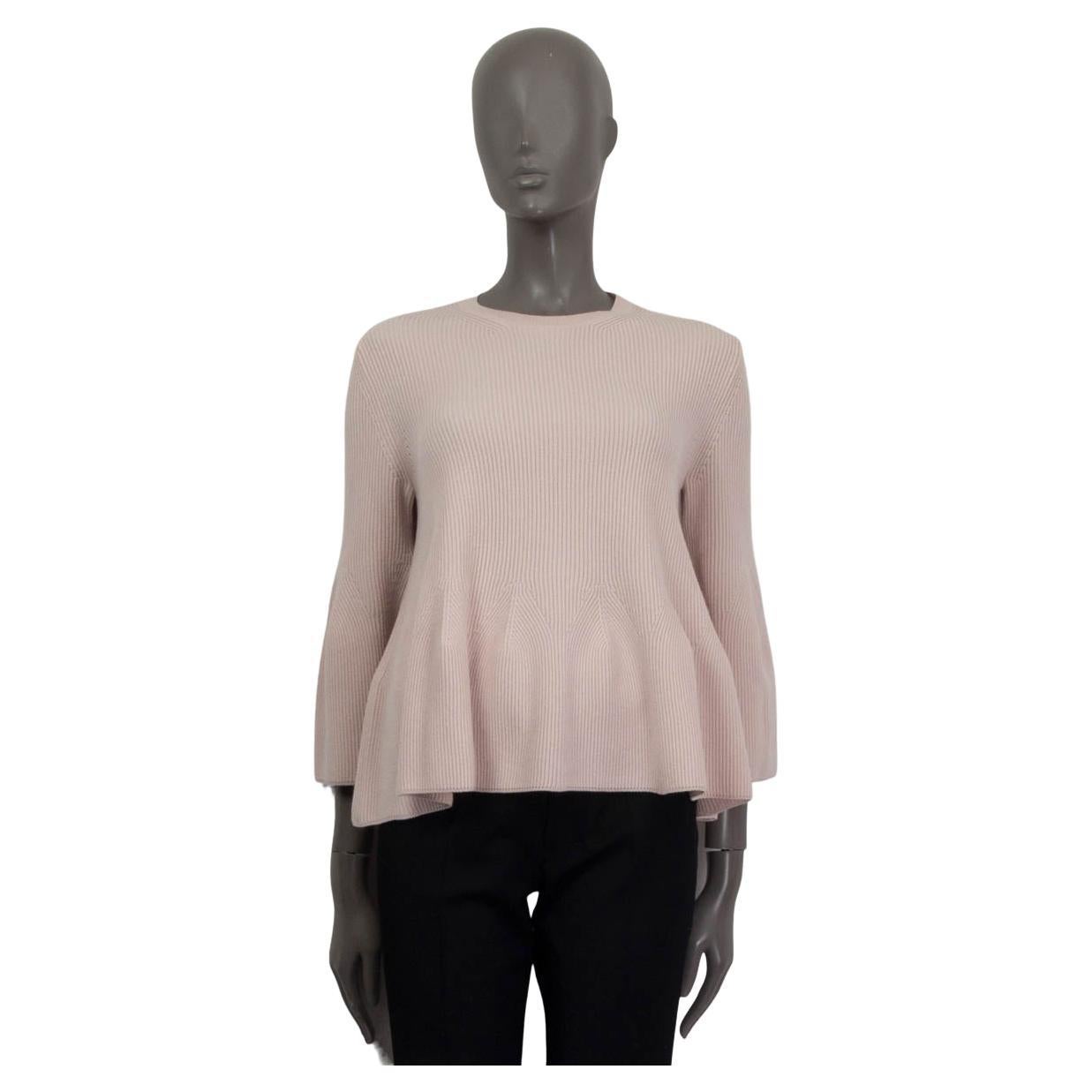 ALEXANDER MCQUEEN pink wool RIB KNIT FLARED Sweater S For Sale