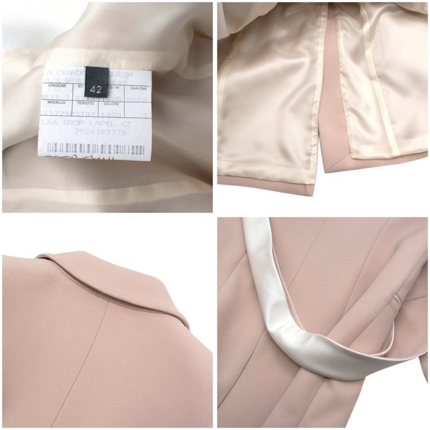 Alexander McQueen Pink Wool & Silk Drop Lapel Coat - Size US 6 For Sale 2