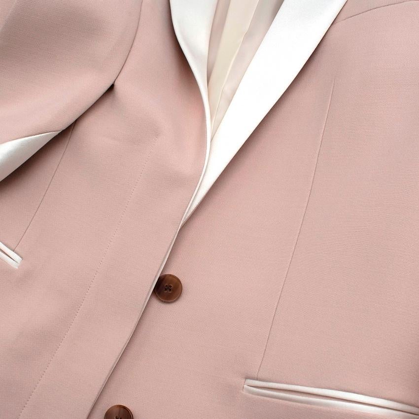 Beige Alexander McQueen Pink Wool & Silk Drop Lapel Coat - Size US 6 For Sale