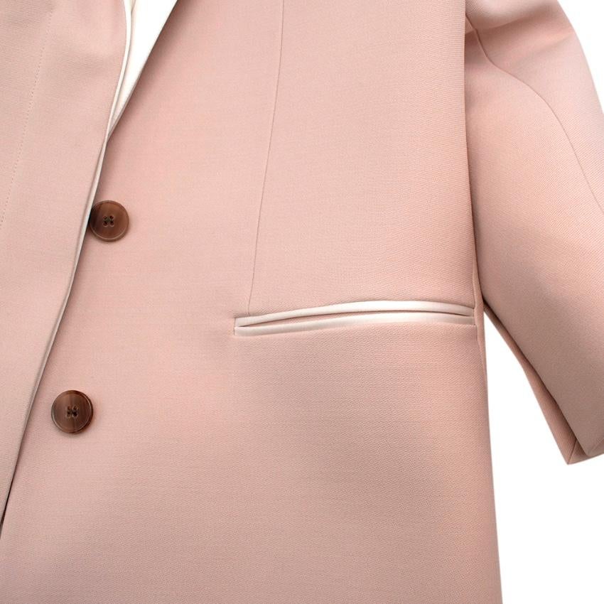Alexander McQueen Pink Wool & Silk Drop Lapel Coat - Size US 6 In New Condition For Sale In London, GB