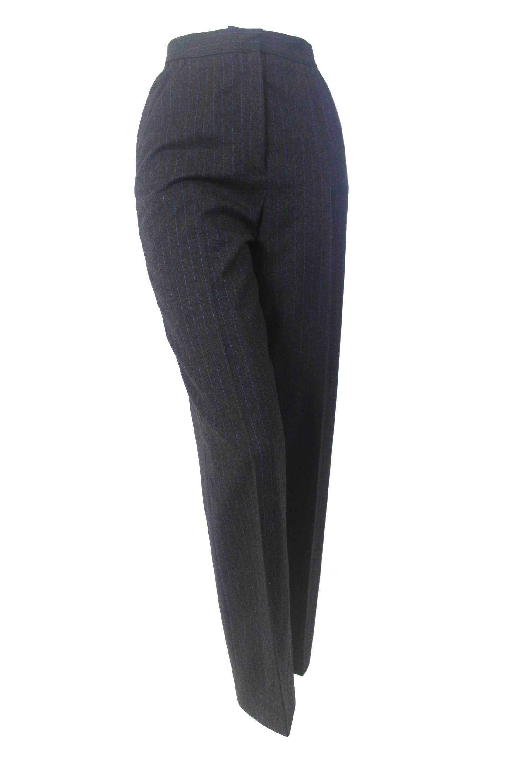 Alexander McQueen Pinstripe Blue Satin Lined Suit Fall 1997 Collection In Excellent Condition In Bath, GB