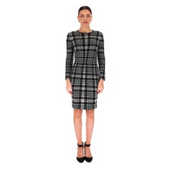 Alexander McQueen Plaid Check Fitted Wool Dress