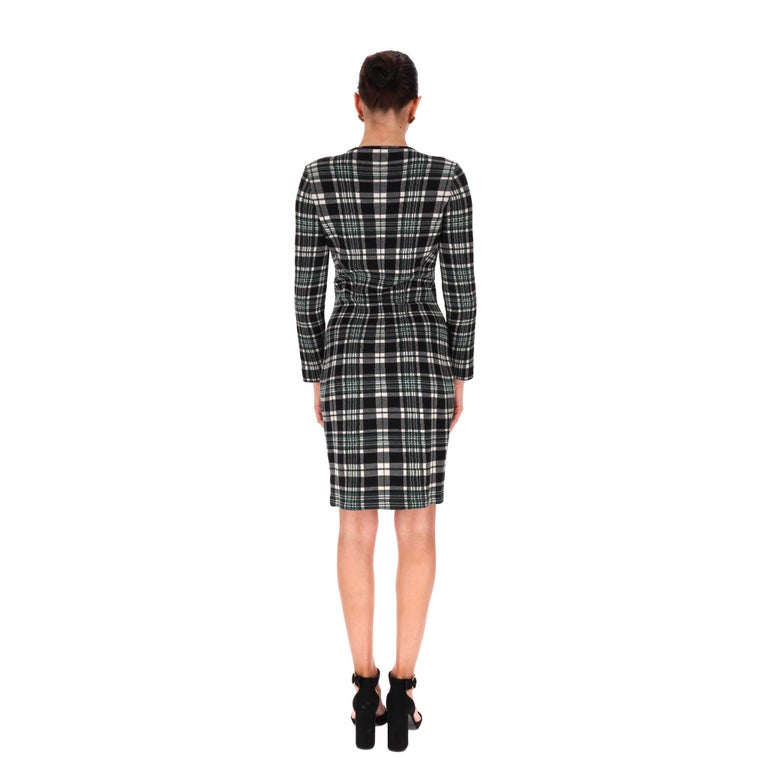 Alexander McQueen Plaid Check Fitted Wool Dress For Sale at 1stDibs