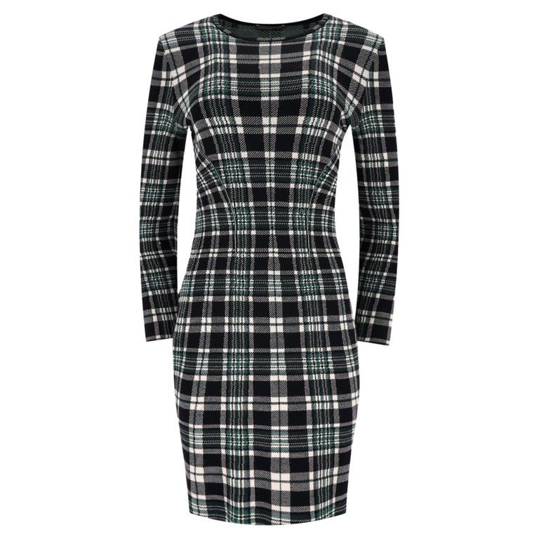 slim fit dress slacks Double Belt Plaid Flare Dress Black/Multi / Large main image 1