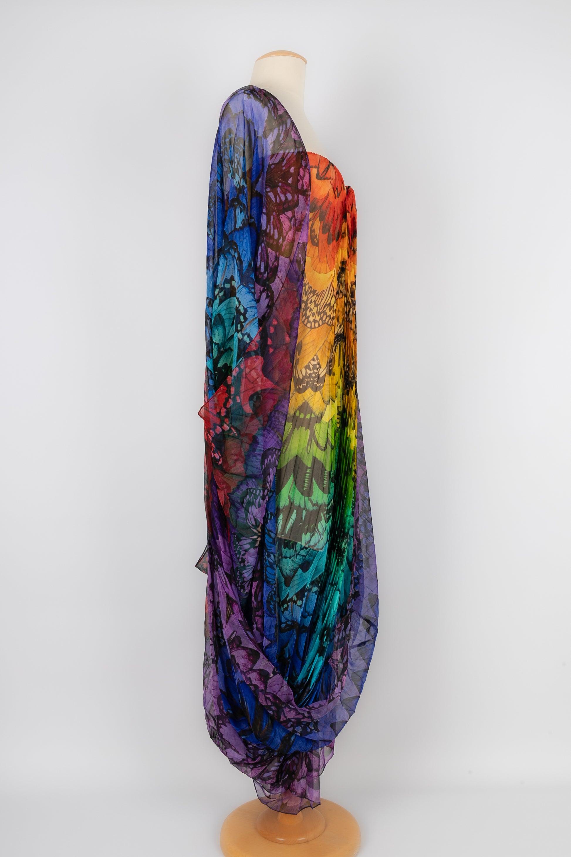 Alexander McQueen - Robe à bustier en mousseline de soie colorée plissée - Printemps 2008 en vente 2