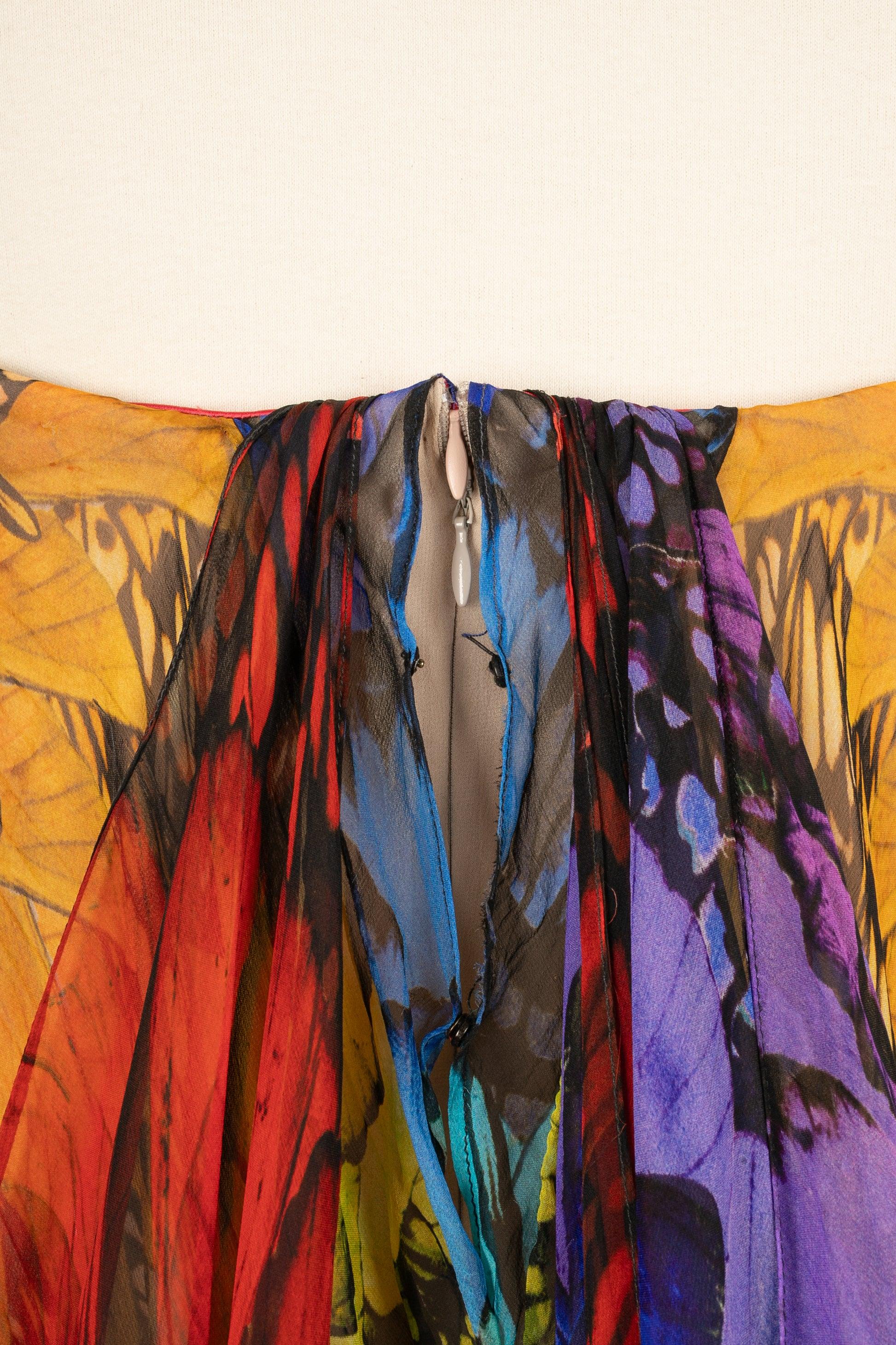Alexander McQueen Vestido Bustier Plisado de Muselina de Seda de Colores Primavera, 2008 en venta 5
