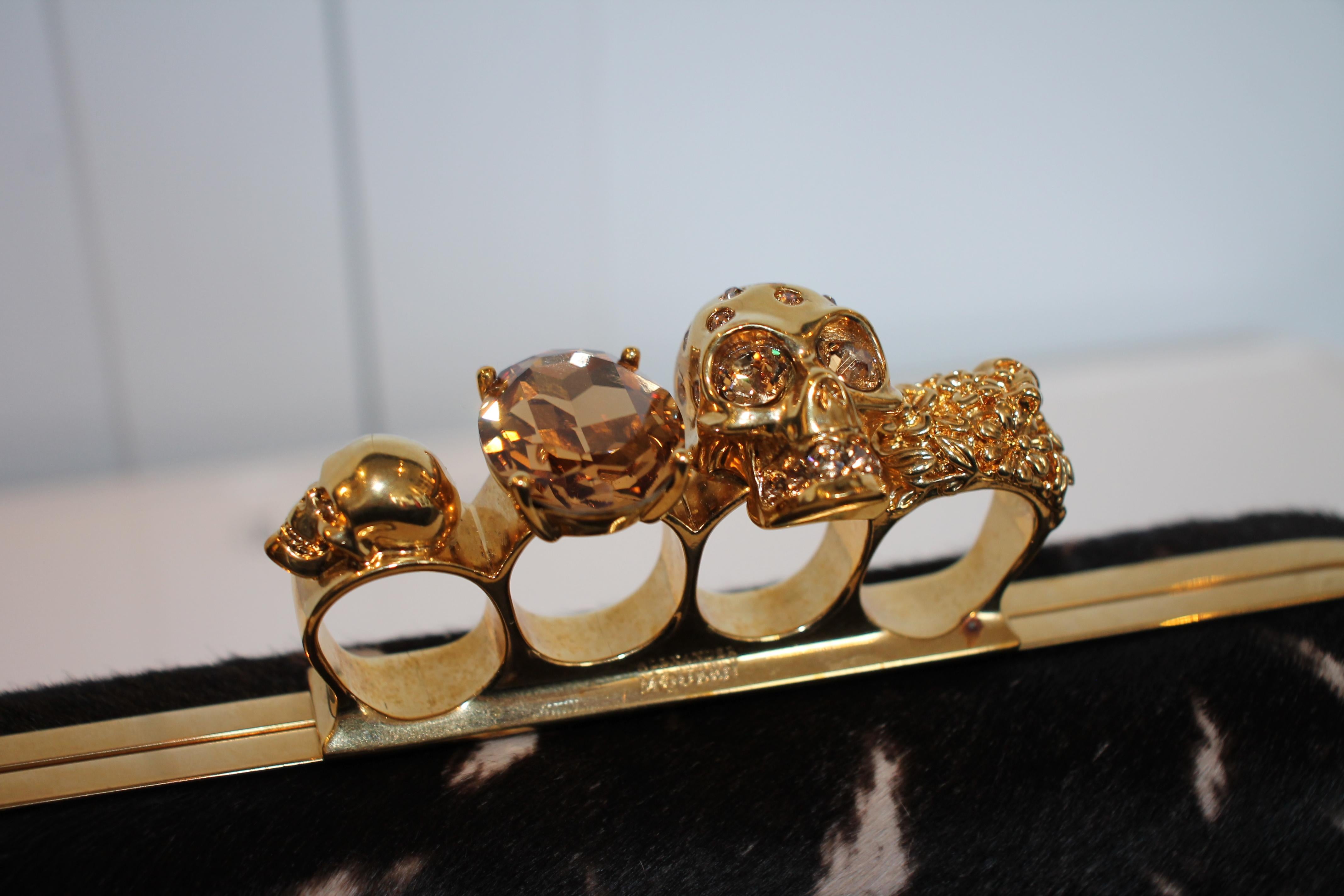 Alexander McQueen Ponyhair Knuckle Duster Clutch In Excellent Condition For Sale In Roslyn, NY