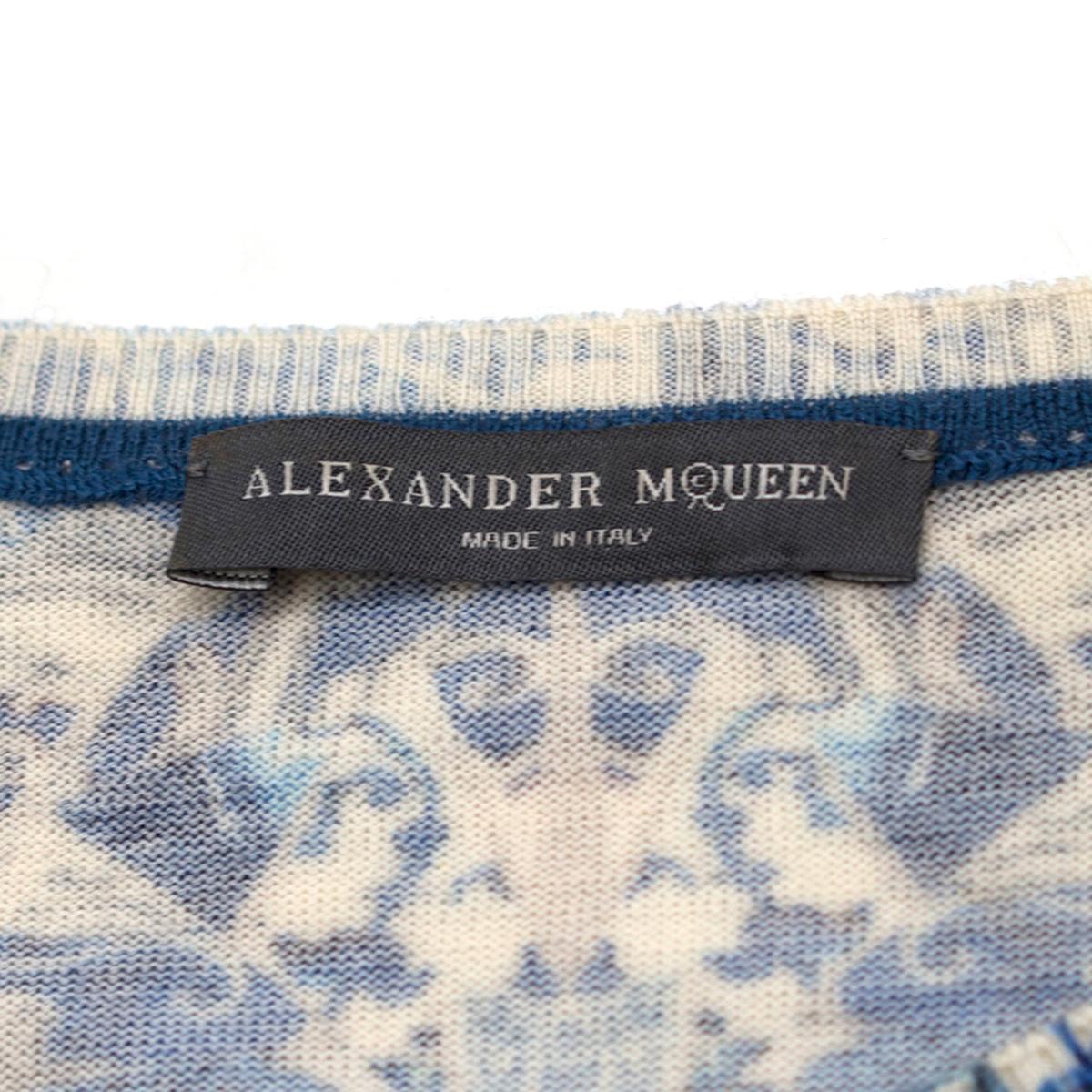 Women's Alexander McQueen porcelain-print wool-jersey dress US 12 For Sale