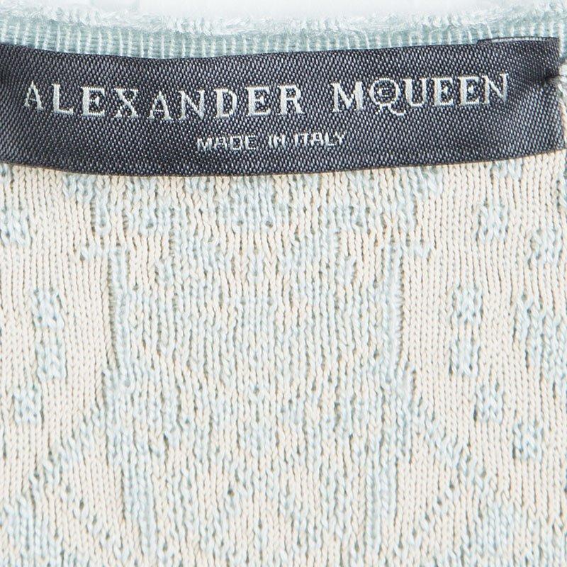 Women's Alexander McQueen Powder Blue Floral Jacquard Knit Sleeveless Dress XS