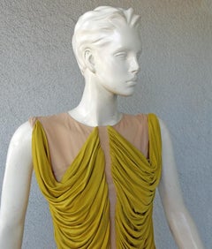 Alexander McQueen Pre Death Ruched Green Silk Evening Dress