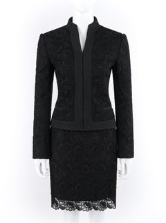 ALEXANDER McQUEEN Pre-Fall 2006 Black Two Piece Lace Jacket Skirt Suit Set