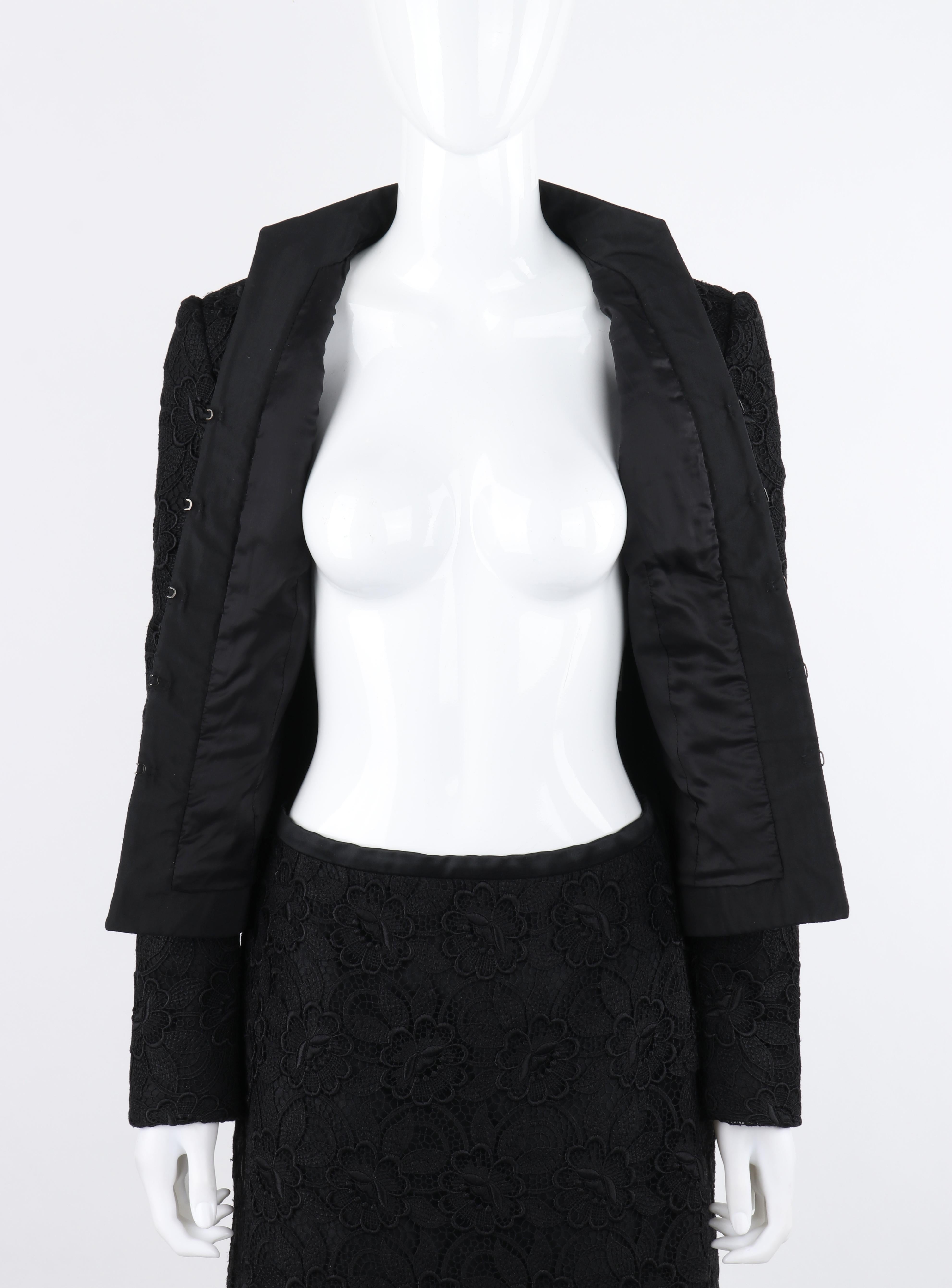 ALEXANDER McQUEEN Pre-Fall 2006 Black Two Piece Lace Jacket Skirt Suit Set For Sale 4