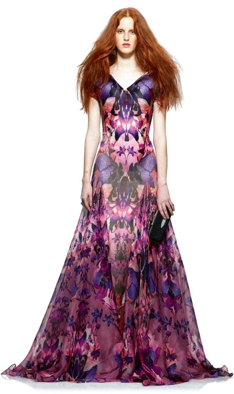 Brown Alexander McQueen Pre-Fall 2010 orhid dress For Sale