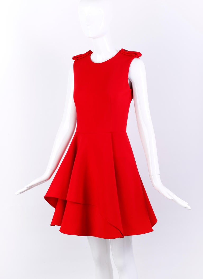 Alexander McQueen Pre Fall 2015 Layered Fit and Flare Sleeveless Military Dress 38 For Sale at 1stDibs alexander mcqueen military dress fit and flare red dress militar kleid