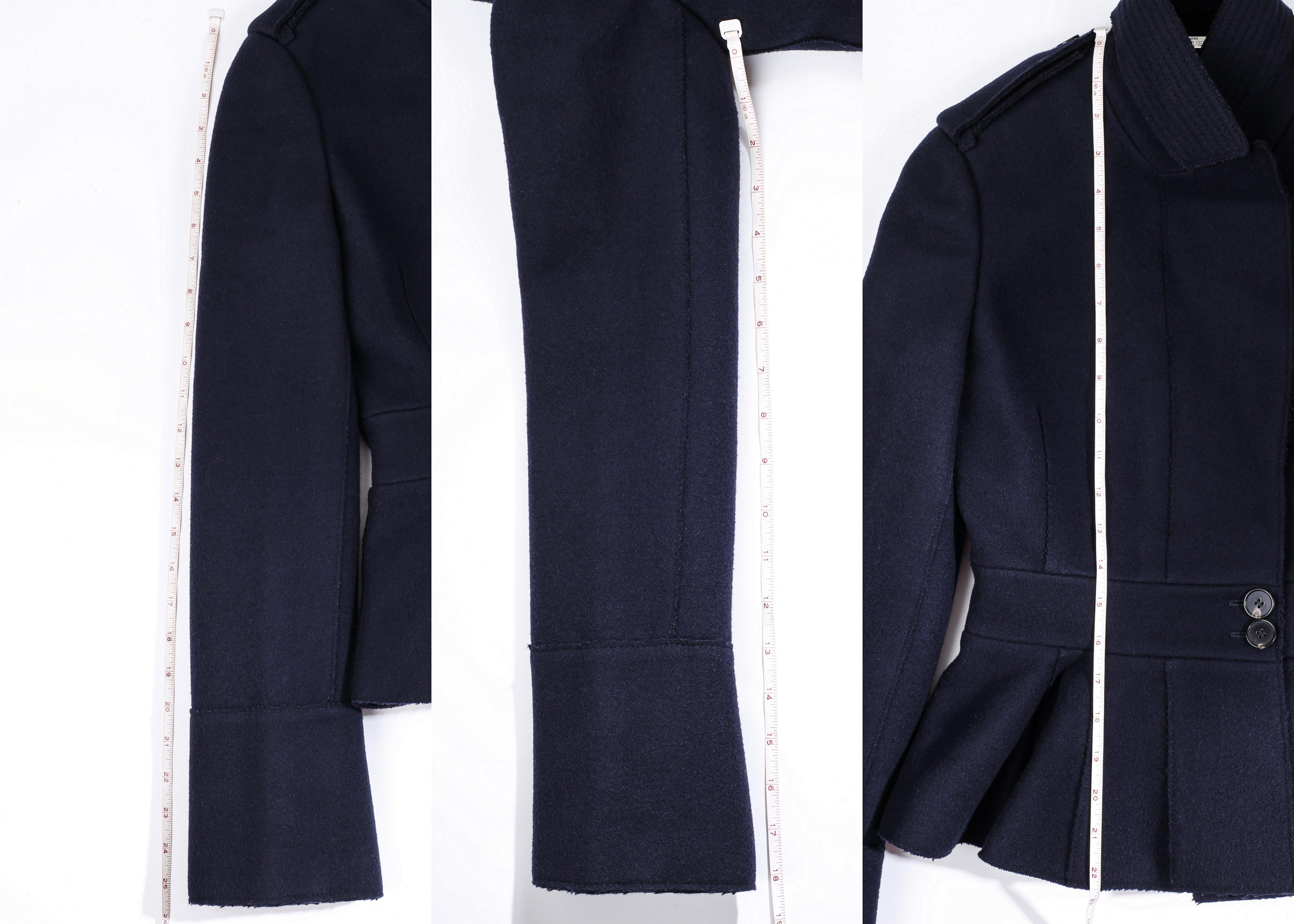 Alexander McQueen Pre-Fall 2015 Navy Wool Peplum Military Style Blazer Jacket For Sale 1