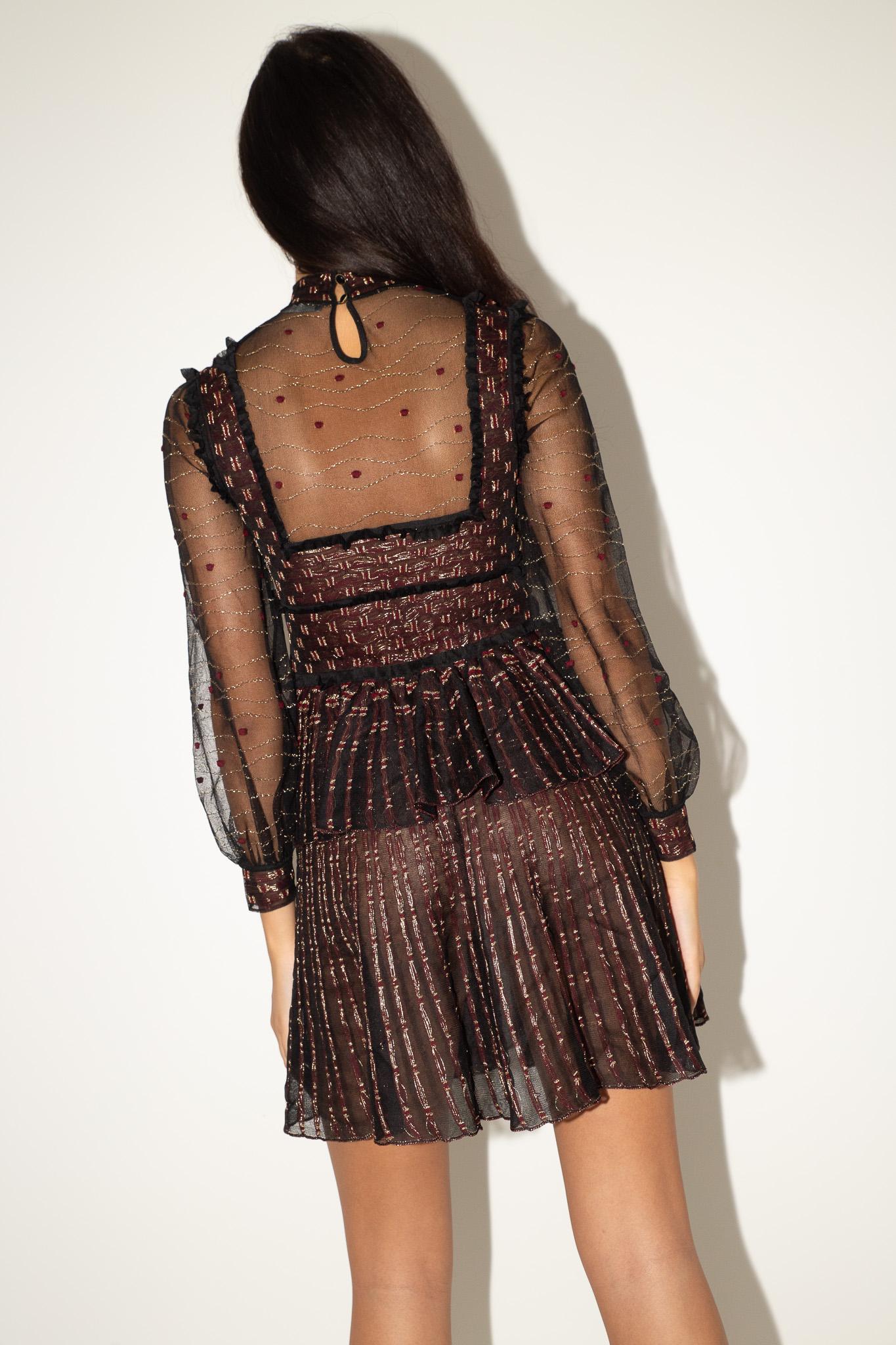 Alexander McQueen - Vestito con peplo ricamato in maglia di seta trasparente - Pre-Fall 2016 In condizioni Nuovo in vendita a BELLEVUE HILL, NSW