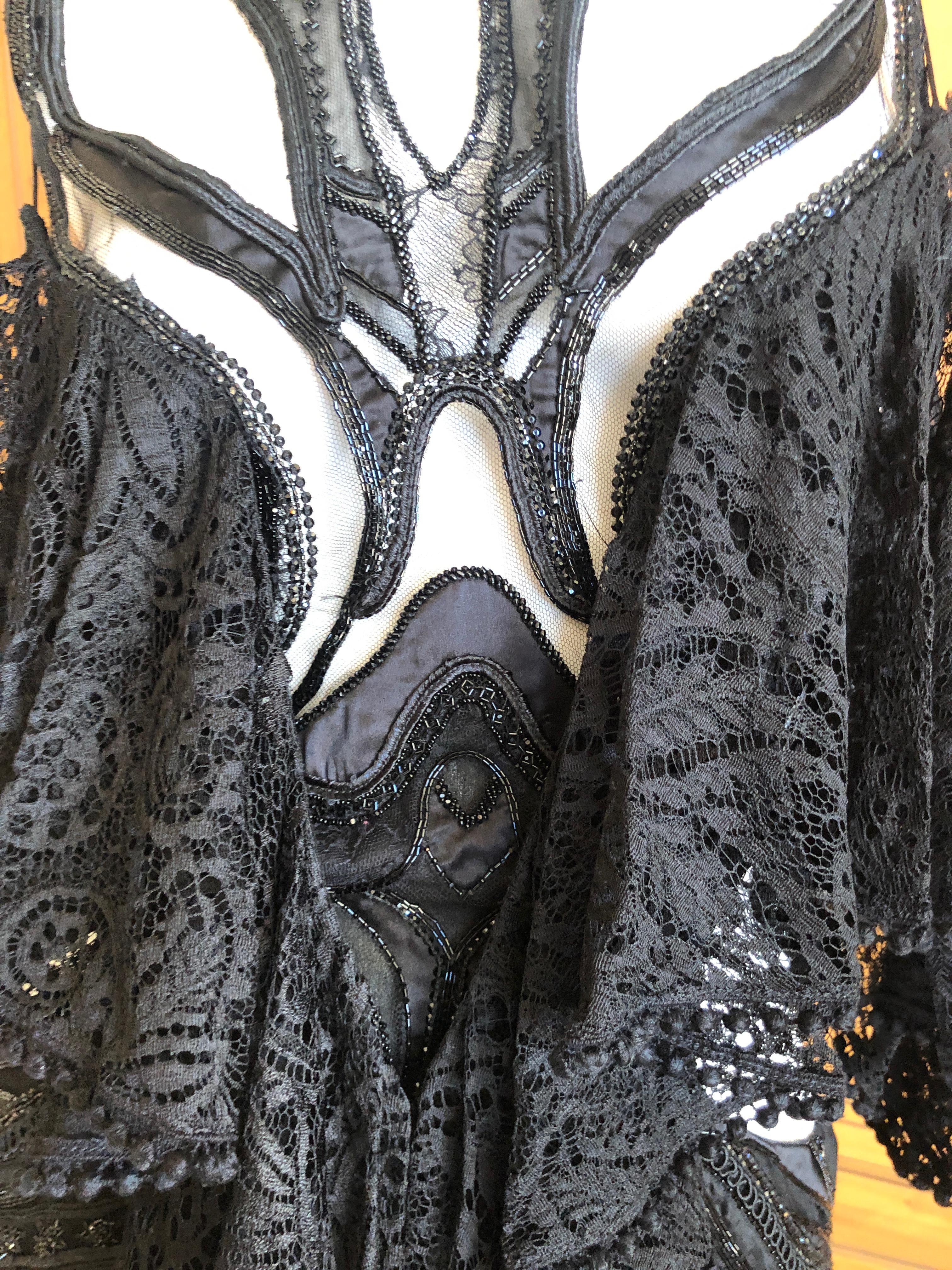 Alexander McQueen Pre Fall 2018 Goth Black Lace Beaded Dress by Sarah Burton For Sale 5