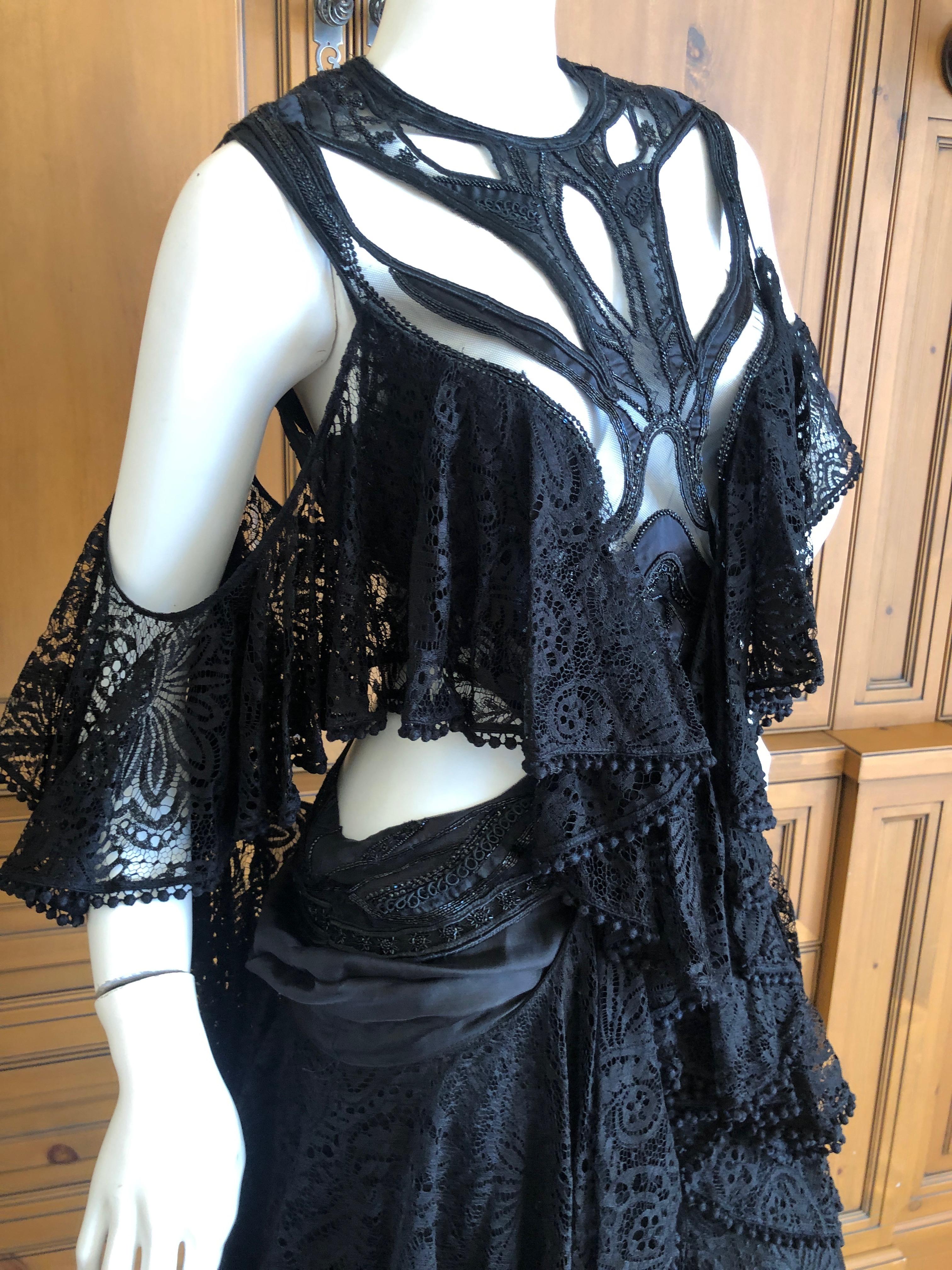 Women's Alexander McQueen Pre Fall 2018 Goth Black Lace Beaded Dress by Sarah Burton For Sale