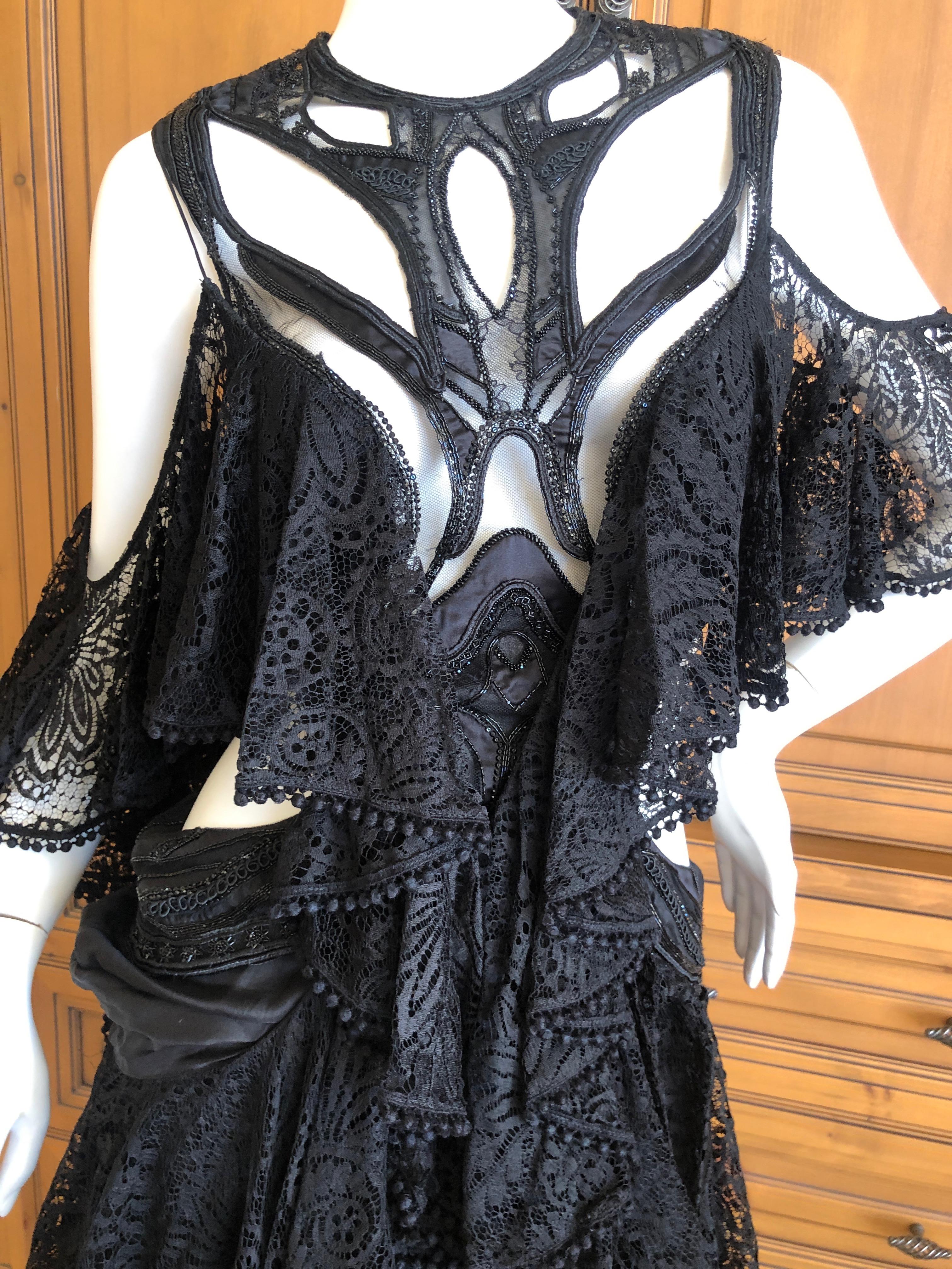 Alexander McQueen Pre Fall 2018 Goth Black Lace Beaded Dress by Sarah Burton In Excellent Condition For Sale In Cloverdale, CA