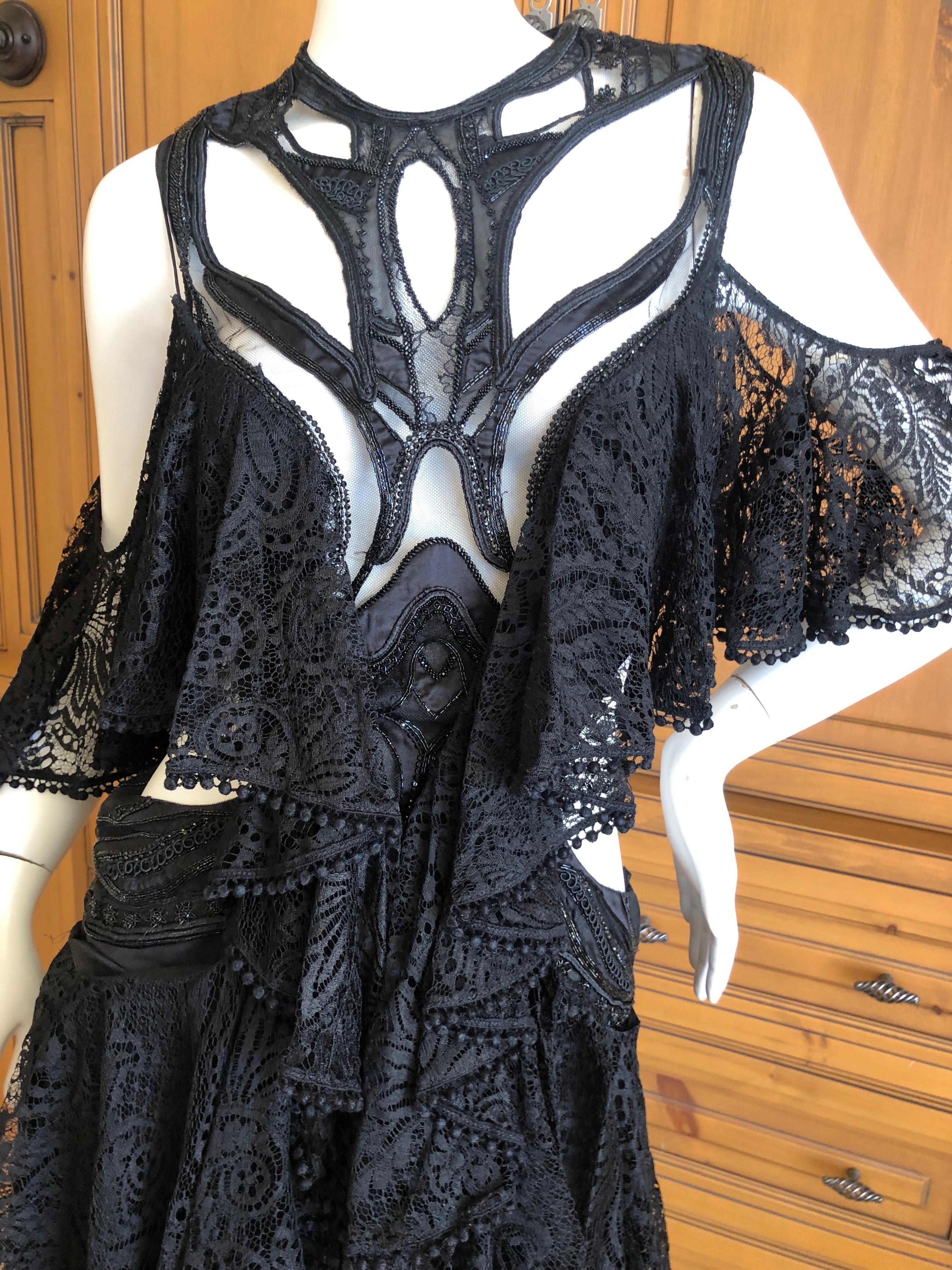 Alexander McQueen Pre Fall 2018 Goth Black Lace Beaded Dress by Sarah Burton For Sale 3