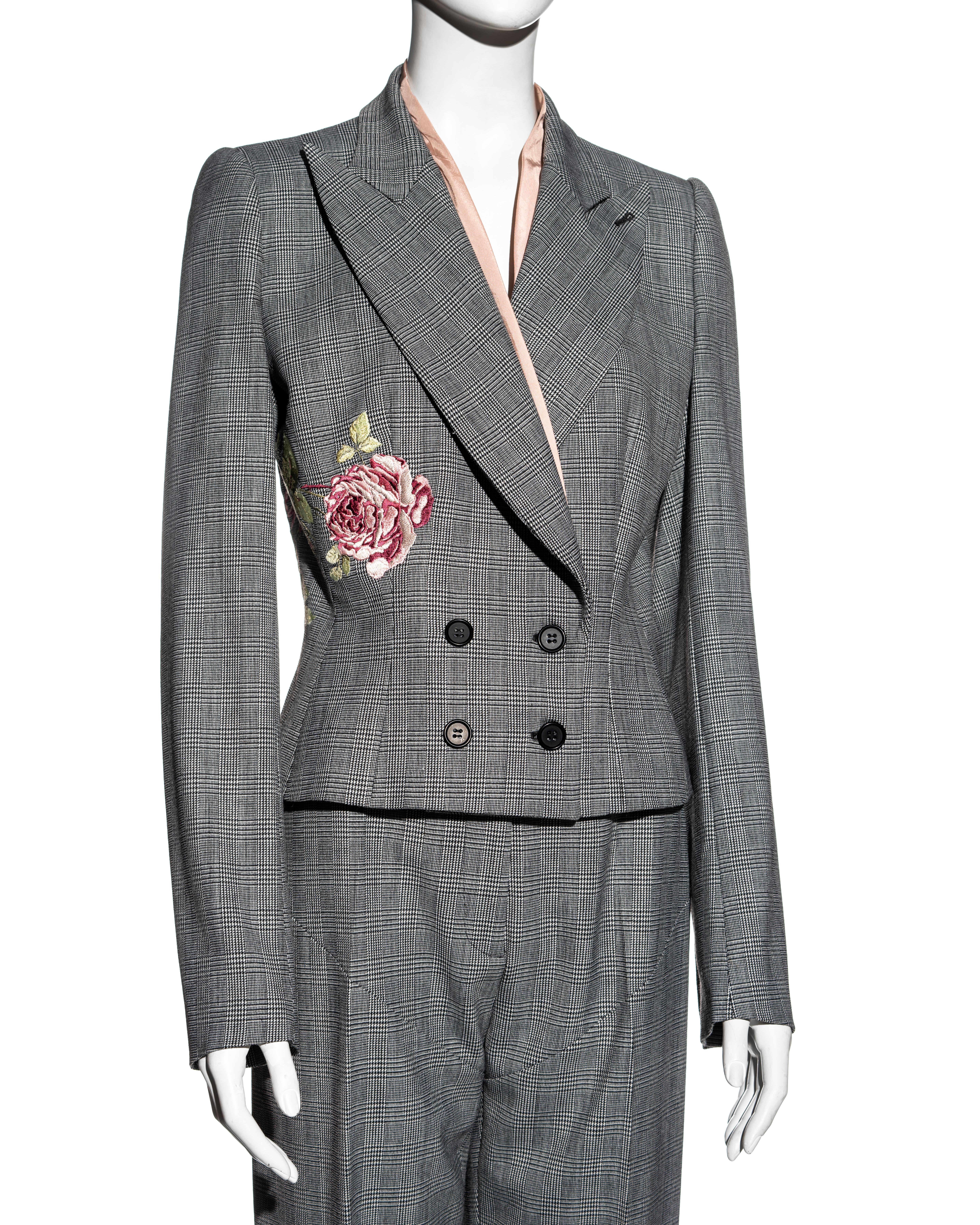 Donna Alexander McQueen Principe di Galles, abito a quadretti con ricamo di rose, fw 1997 in vendita