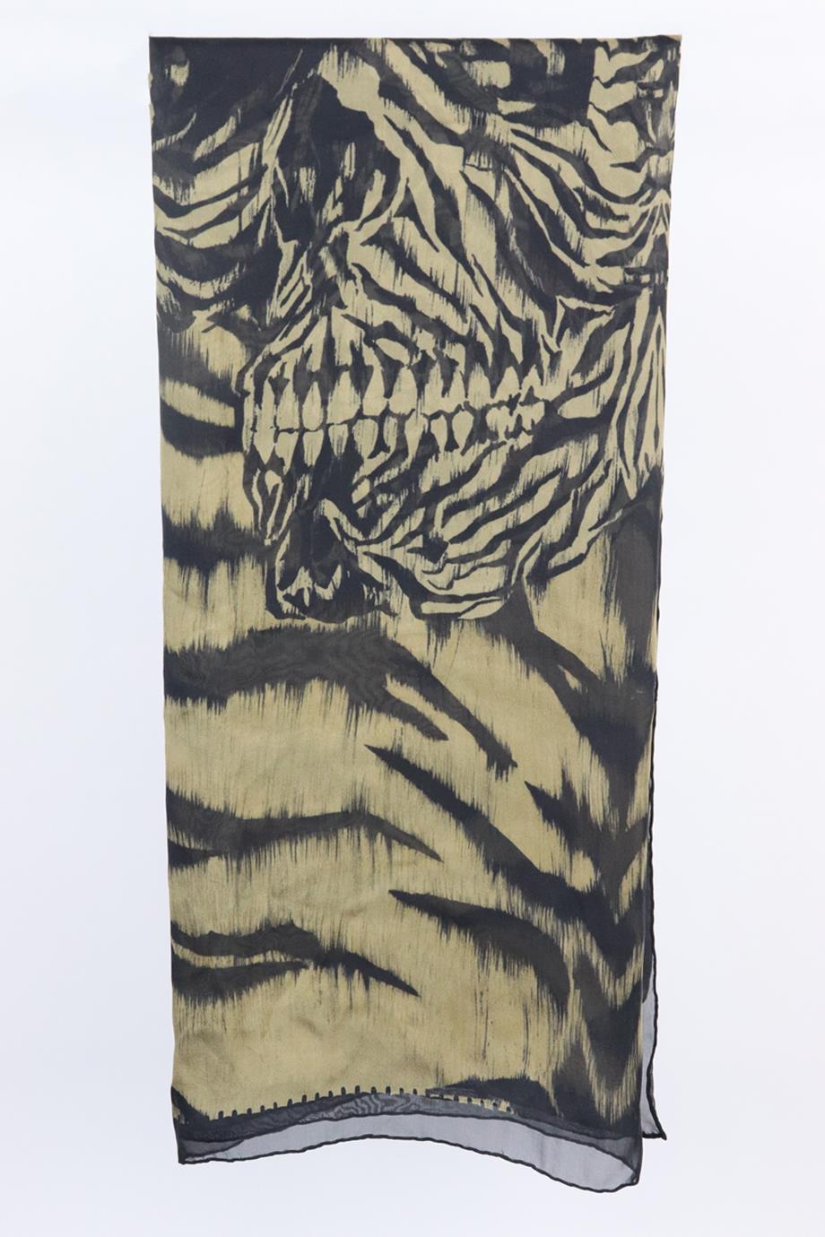 Gray Alexander Mcqueen Printed Silk Chiffon Scarf