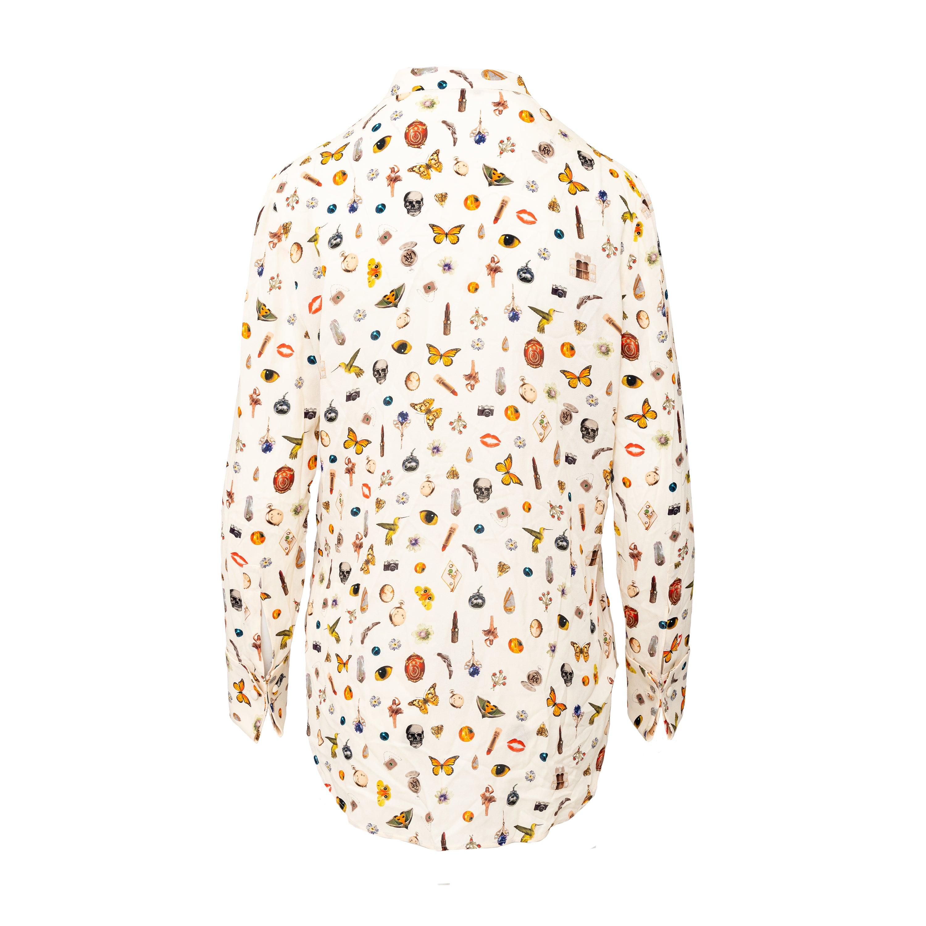 White Alexander McQueen Printed Silk Shirt - '10s For Sale