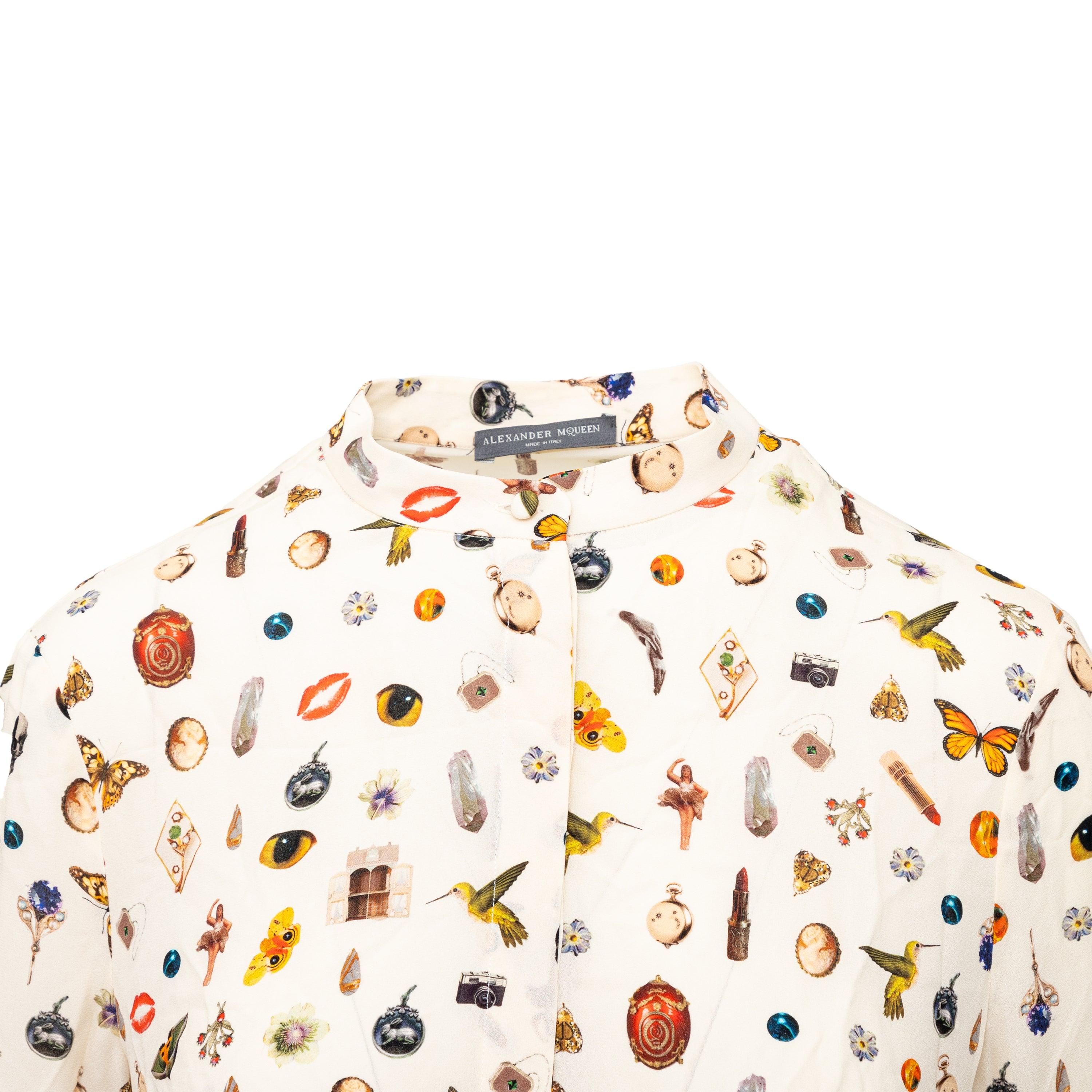 Alexander McQueen Printed Silk Shirt - '10s In Excellent Condition For Sale In Milano, IT