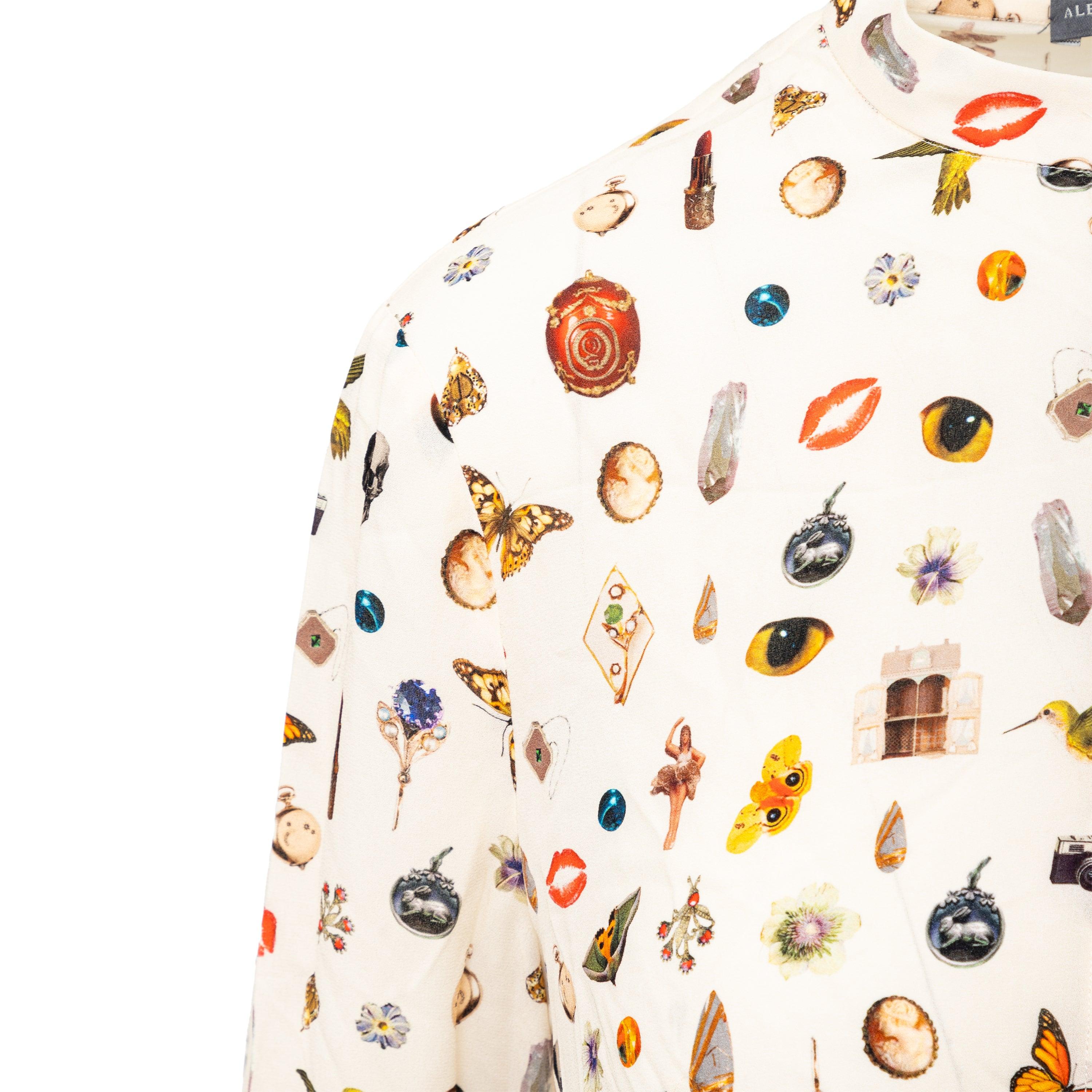 Women's Alexander McQueen Printed Silk Shirt - '10s For Sale