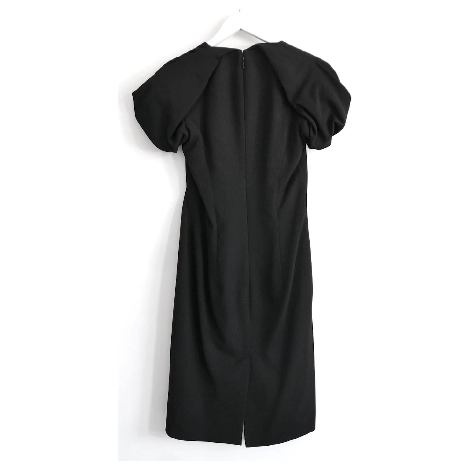 Women's Alexander McQueen Puff Sleeve Black Dress For Sale