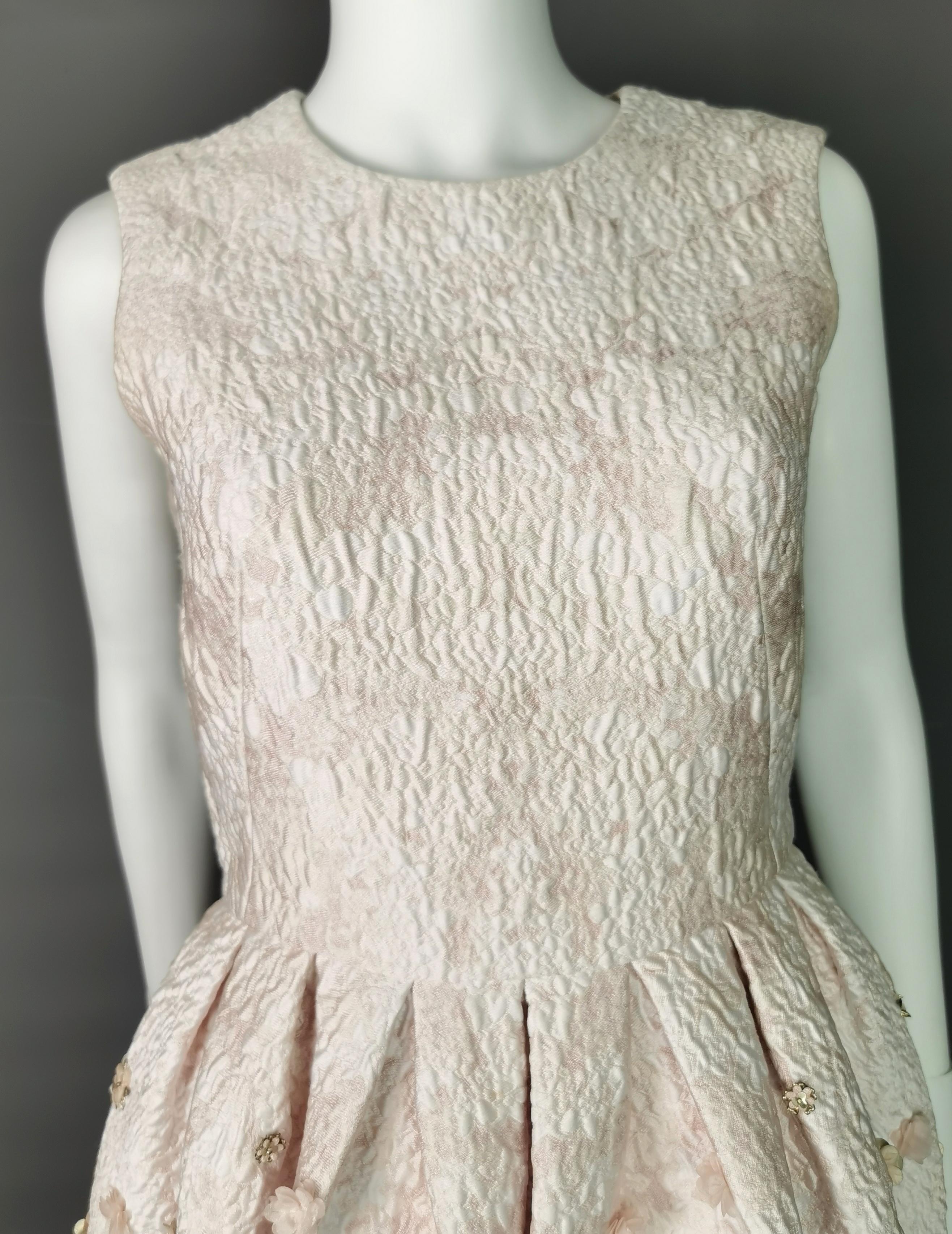 Alexander McQueen puffball embellished silk dress, pink 5