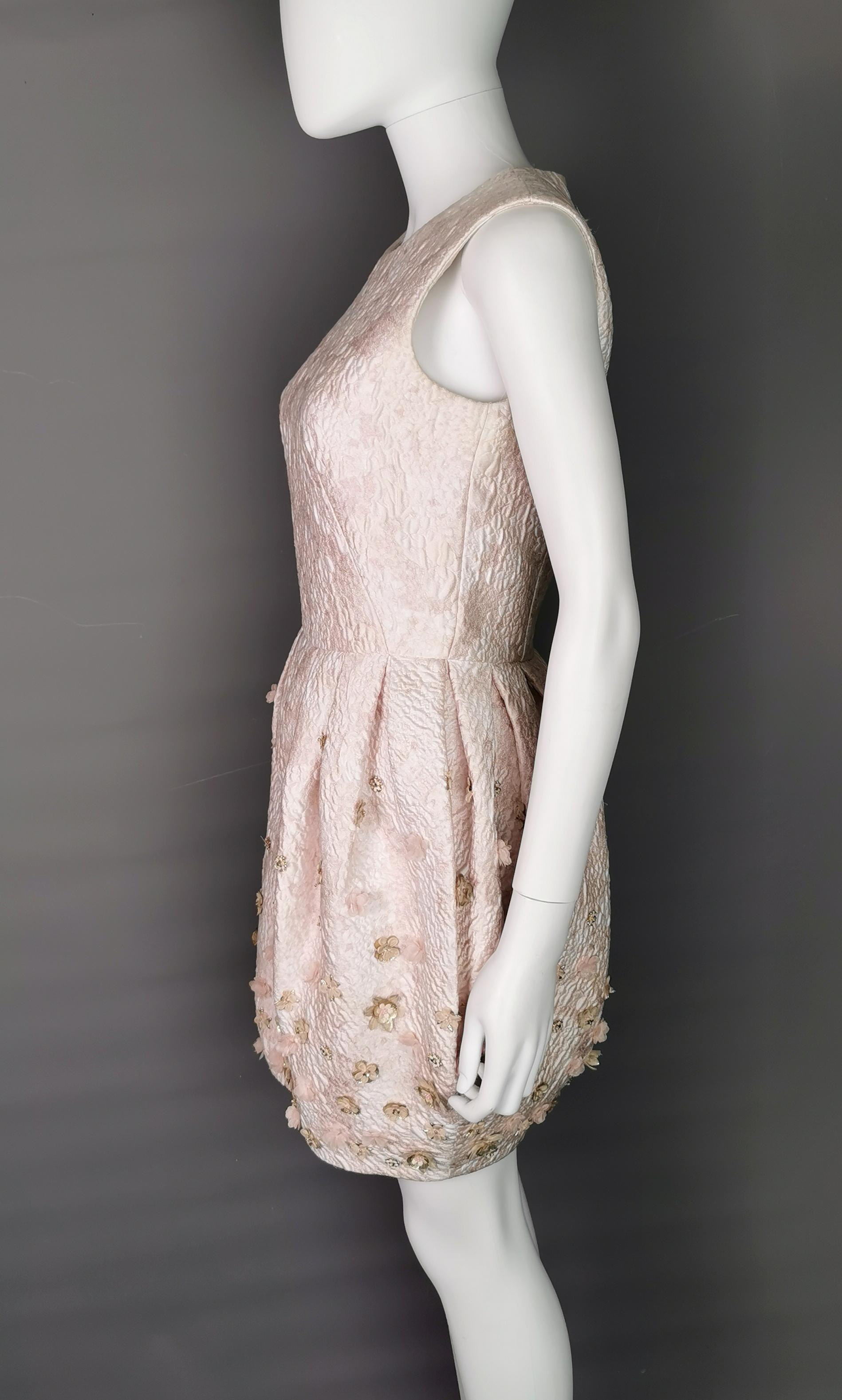 Women's Alexander McQueen puffball embellished silk dress, pink