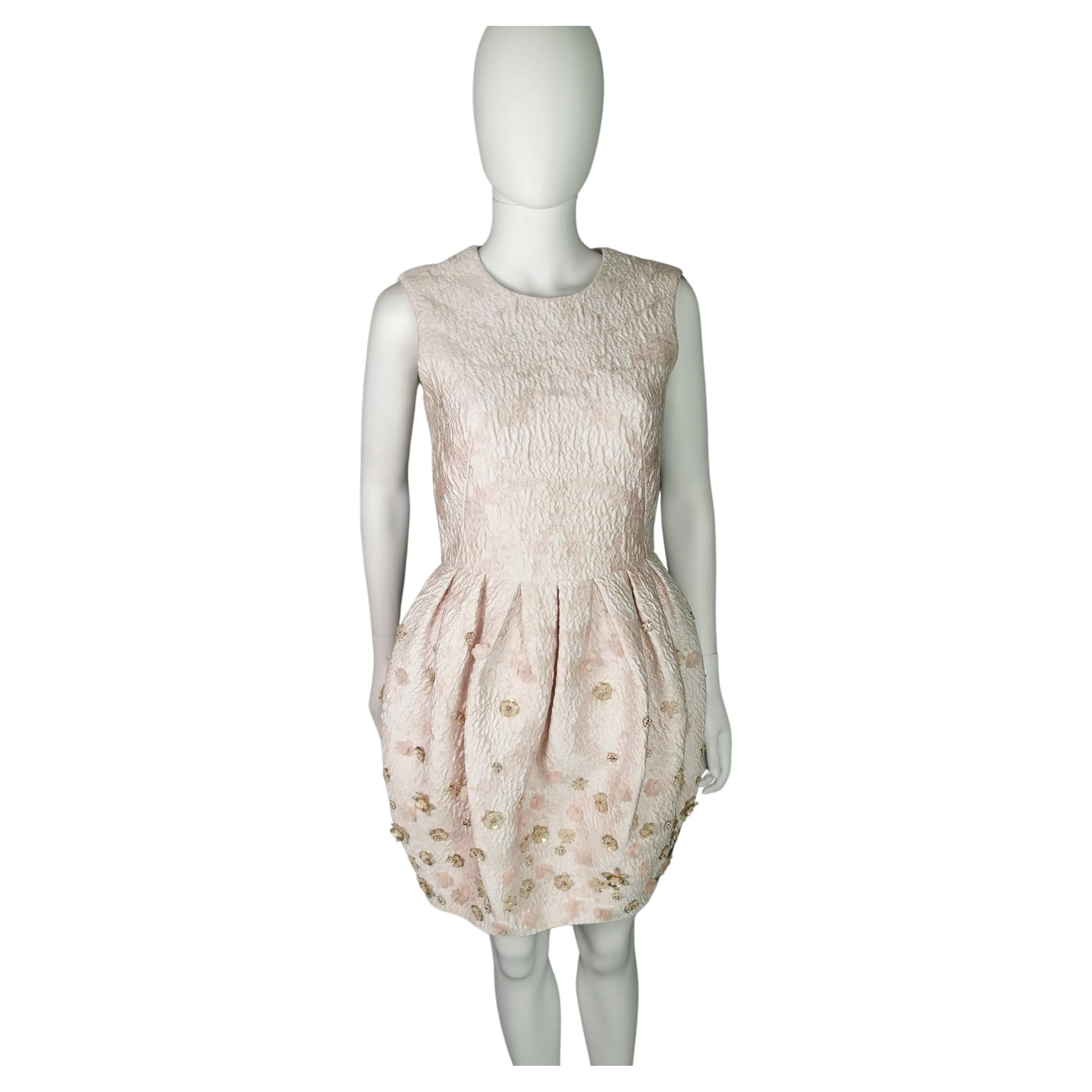 Alexander McQueen puffball embellished silk dress, pink