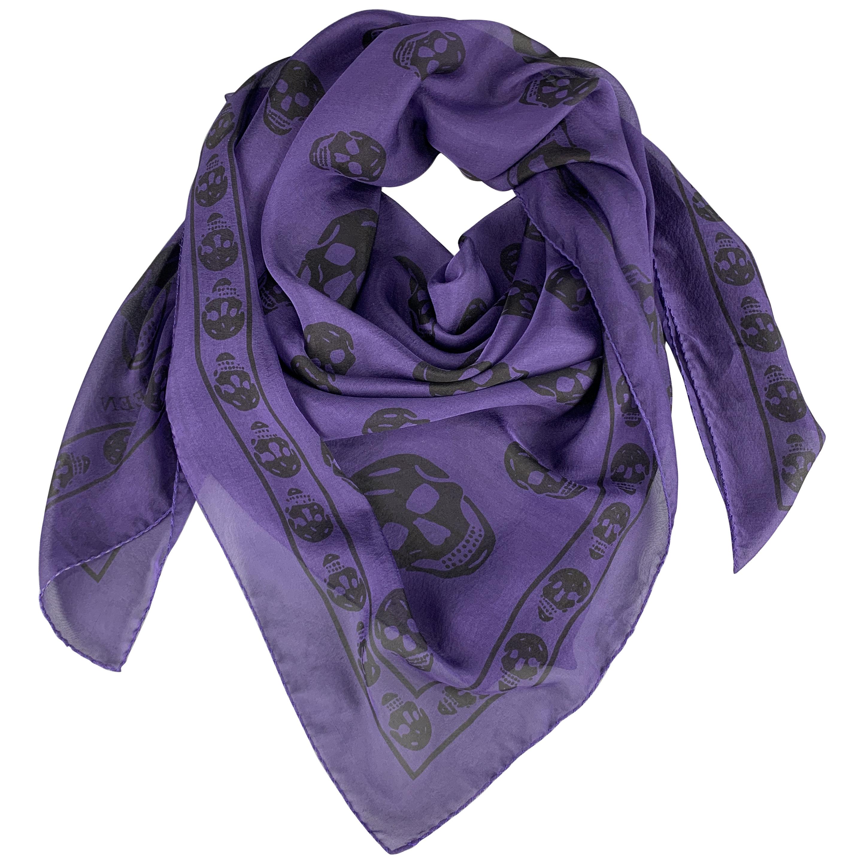 alexander mcqueen purple skull scarf