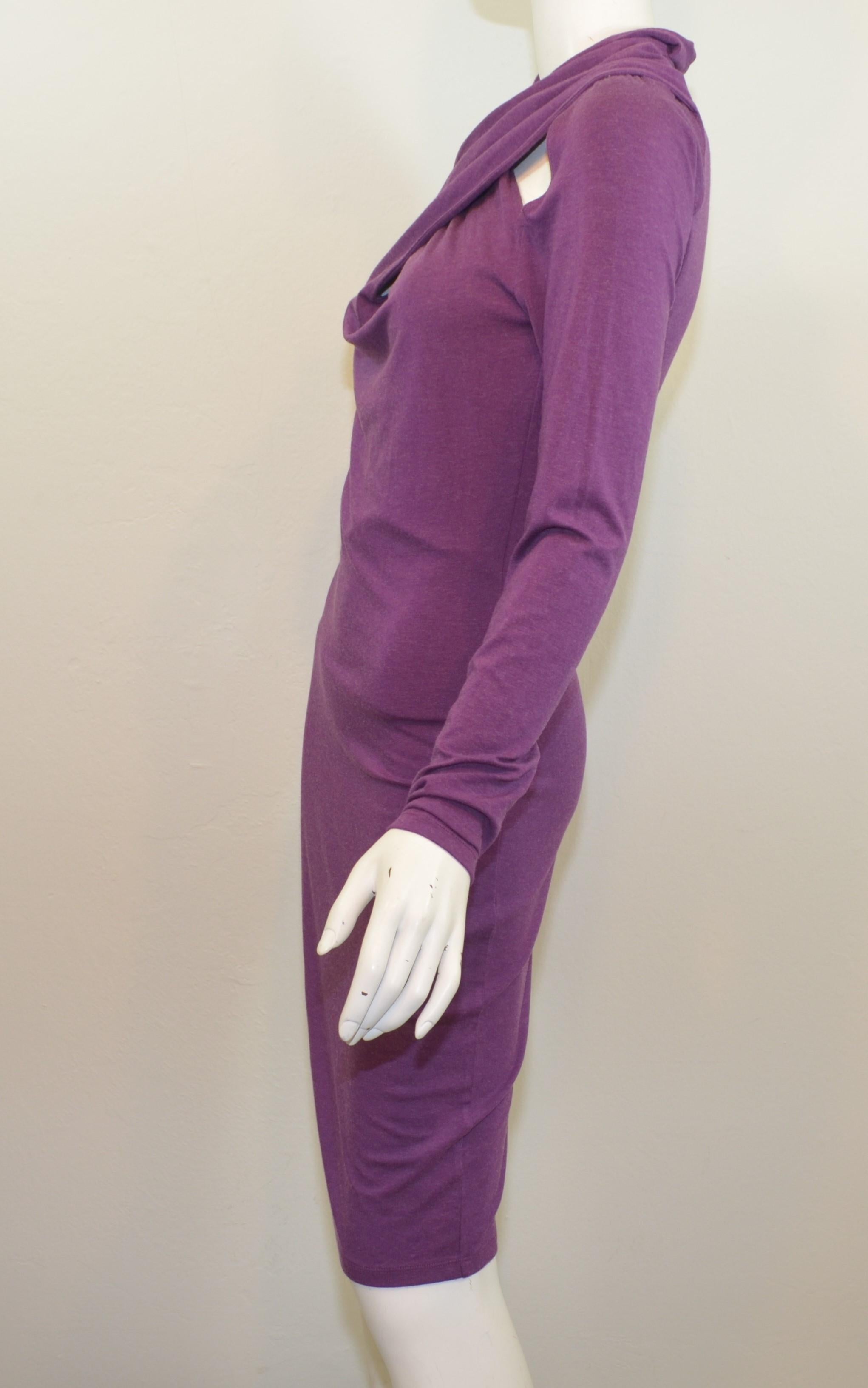 Alexander McQueen Purple Dress with Cut Out Shoulders In New Condition In Carmel, CA