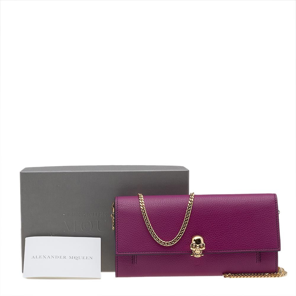 Alexander McQueen Purple Leather Flap Wallet on Chain 5