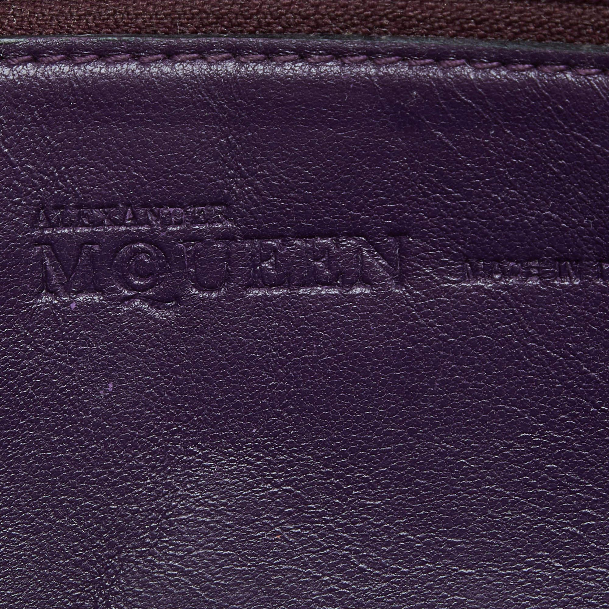 Alexander McQueen Purple Patent Leather Zip Around Wallet For Sale 3