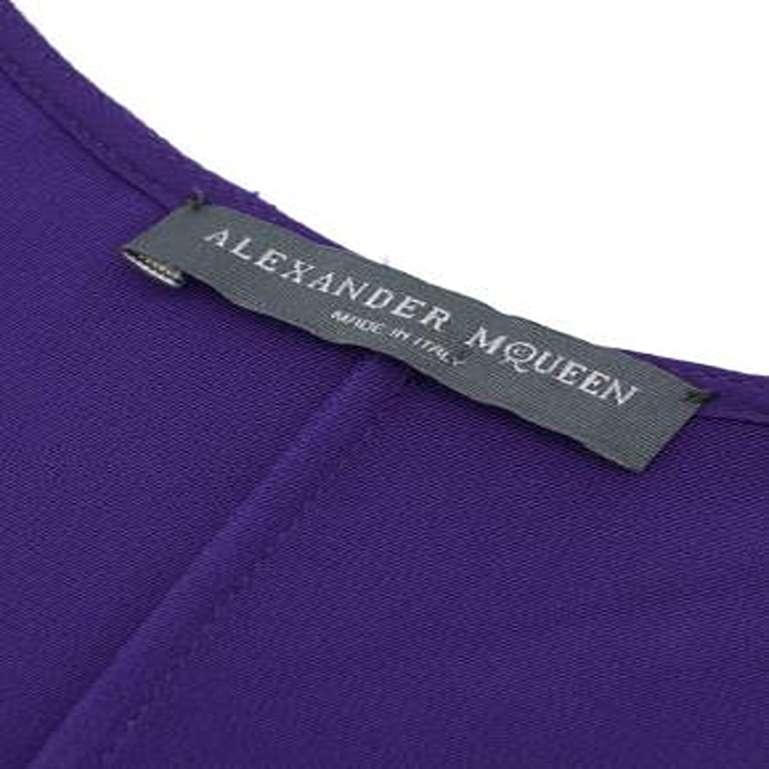 Alexander McQueen Purple Peplum Silk Top For Sale 1