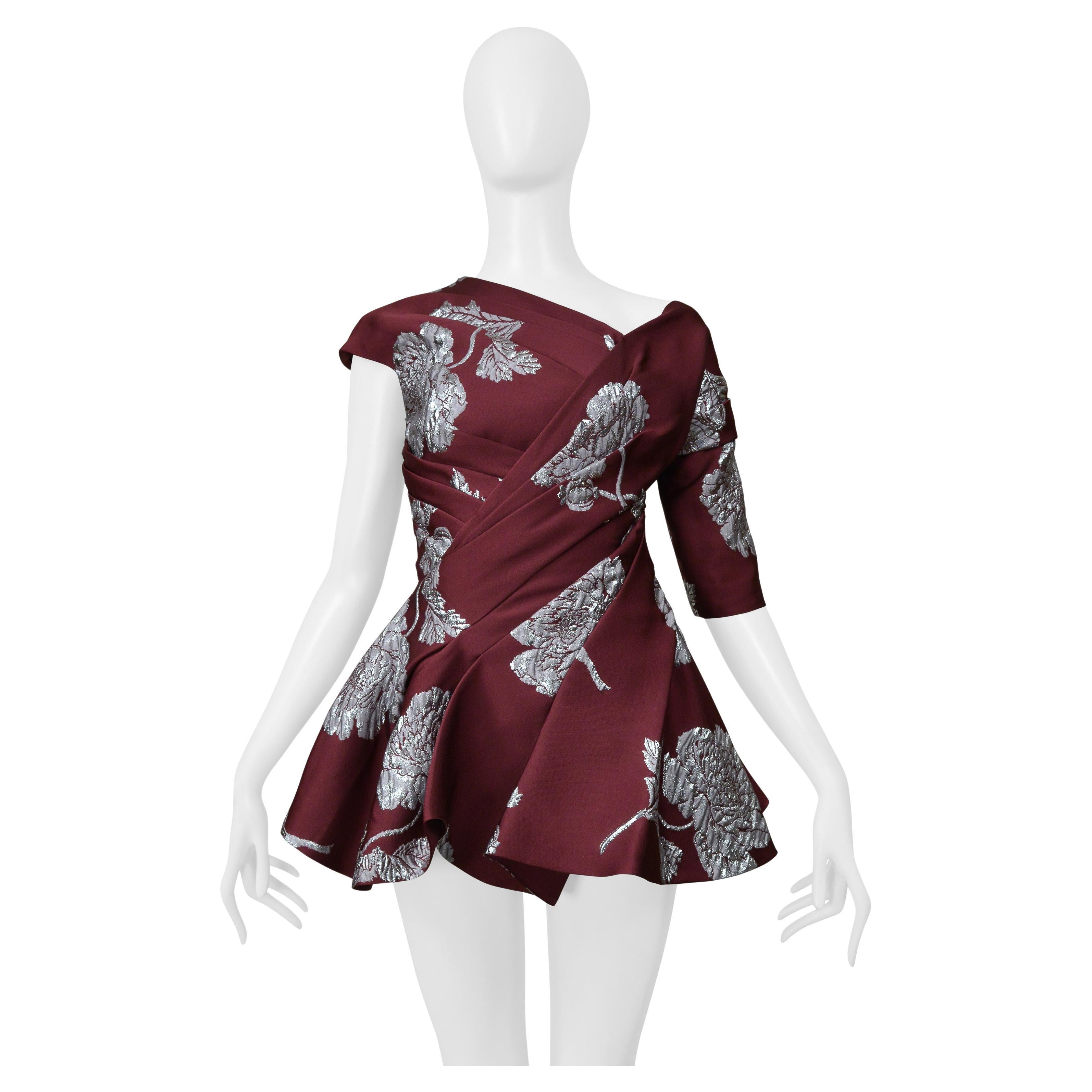 Alexander Mcqueen Purple Peplum Top With Silver Flowers 2019 im Angebot