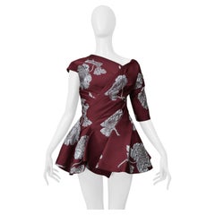 Alexander Mcqueen Purple Peplum Top With Silver Flowers 2019