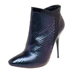 Alexander McQueen Purple Python Ankle Boots Size 39