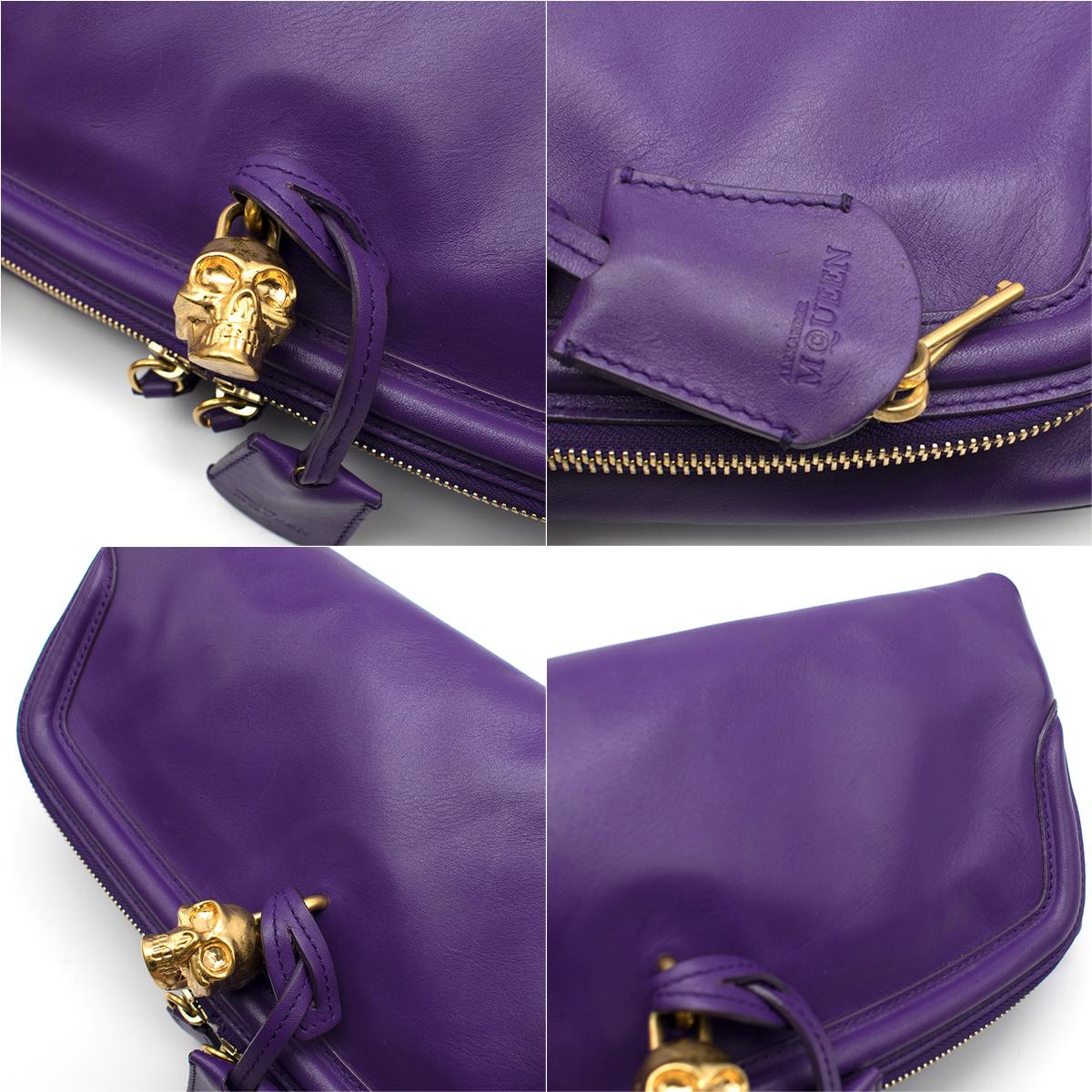 Women's Alexander McQueen Purple Skull Padlock Fold-Over Clutch Bag