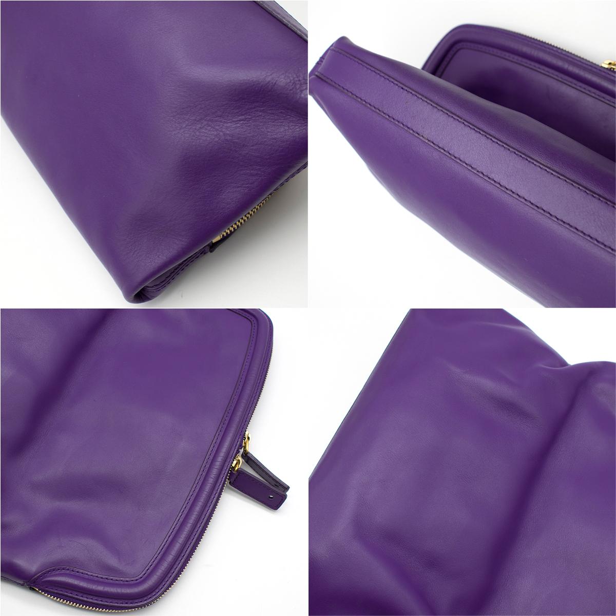 Alexander McQueen Purple Skull Padlock Fold-Over Clutch Bag 2