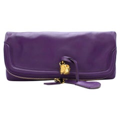 Alexander McQueen Purple Skull Padlock Fold-Over Clutch Bag