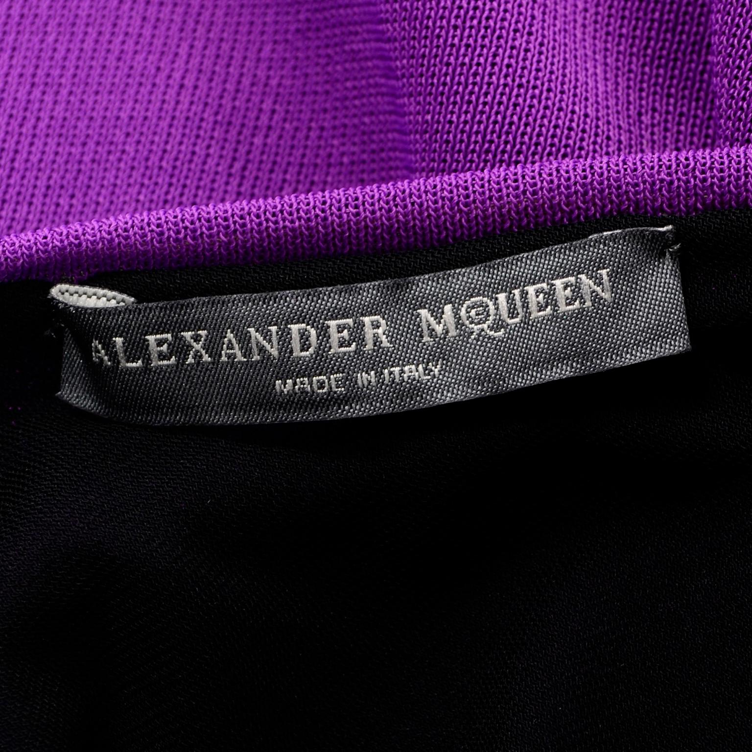 Alexander McQueen Purple Stretch Dress W Asymmetrical Neckline & Split Sleeves 8