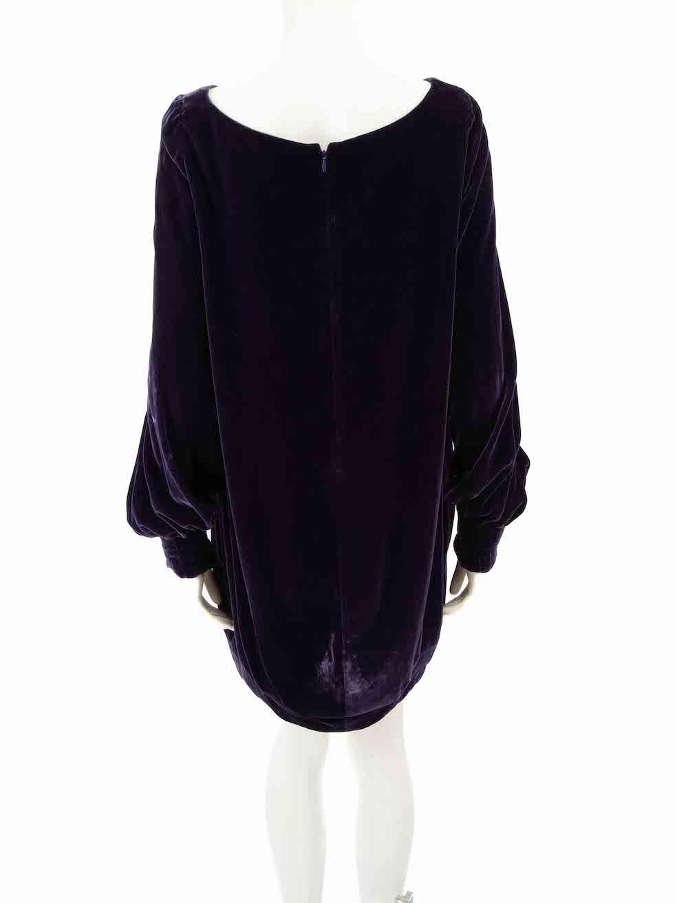 Alexander McQueen Purple Velvet Tunic Dress Size L In Good Condition For Sale In London, GB