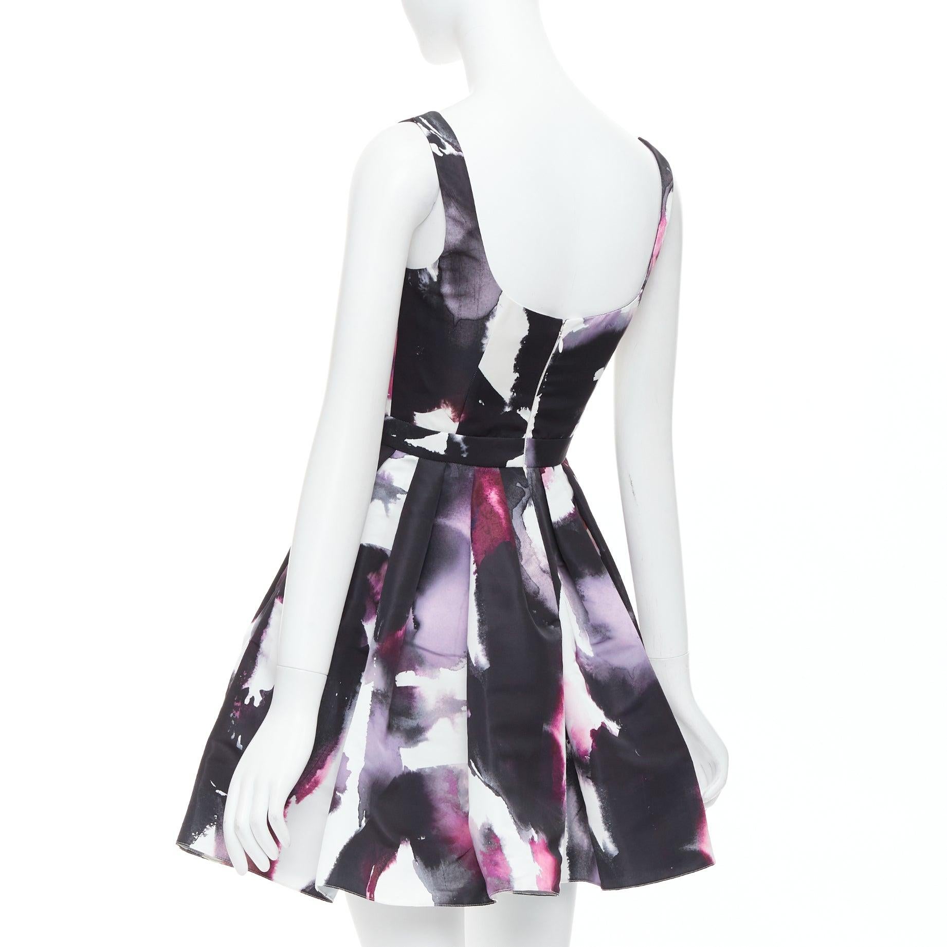 ALEXANDER MCQUEEN purple watercolor Graffiti print flared short dress IT38 For Sale 1