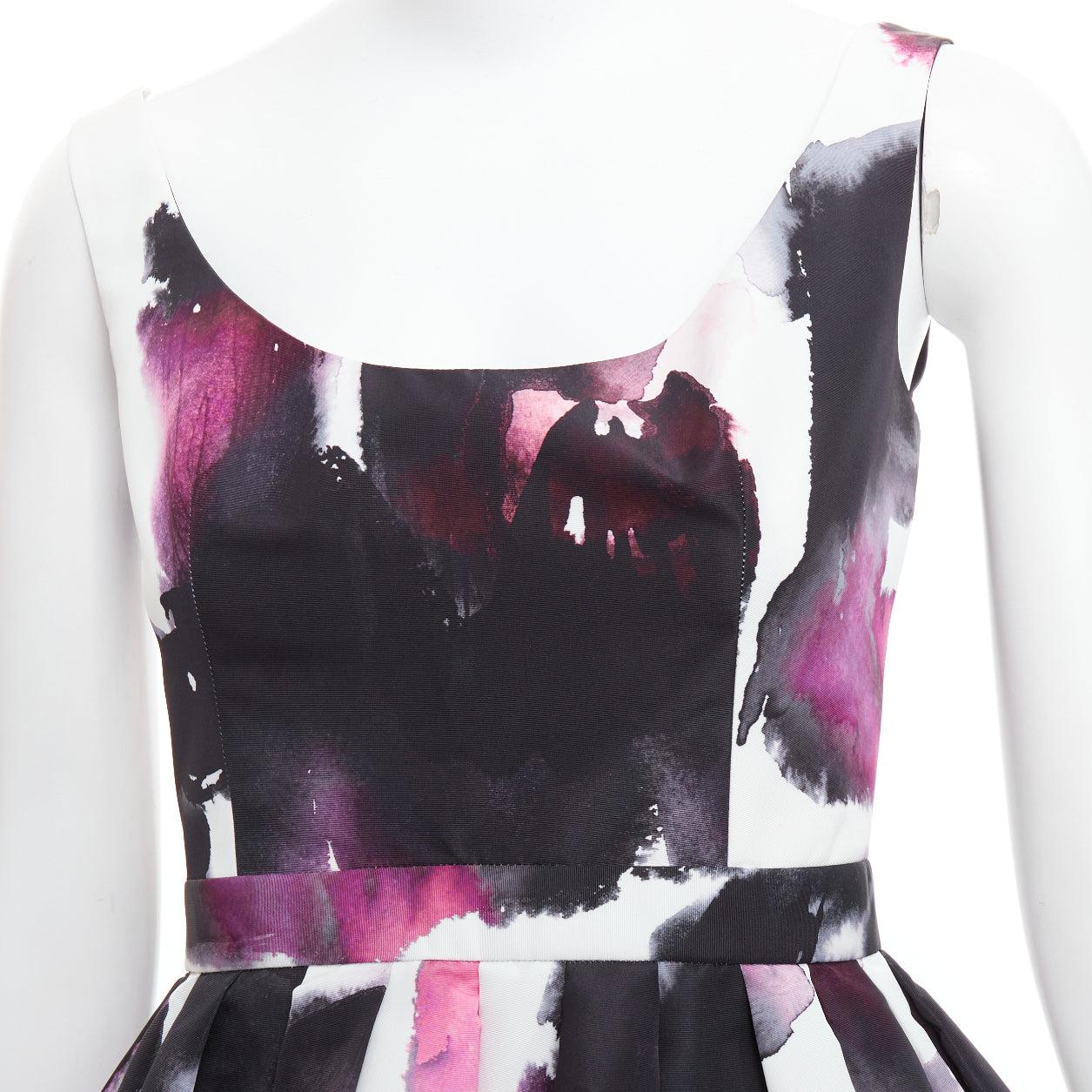 ALEXANDER MCQUEEN purple watercolor Graffiti print flared short dress IT38 For Sale 2